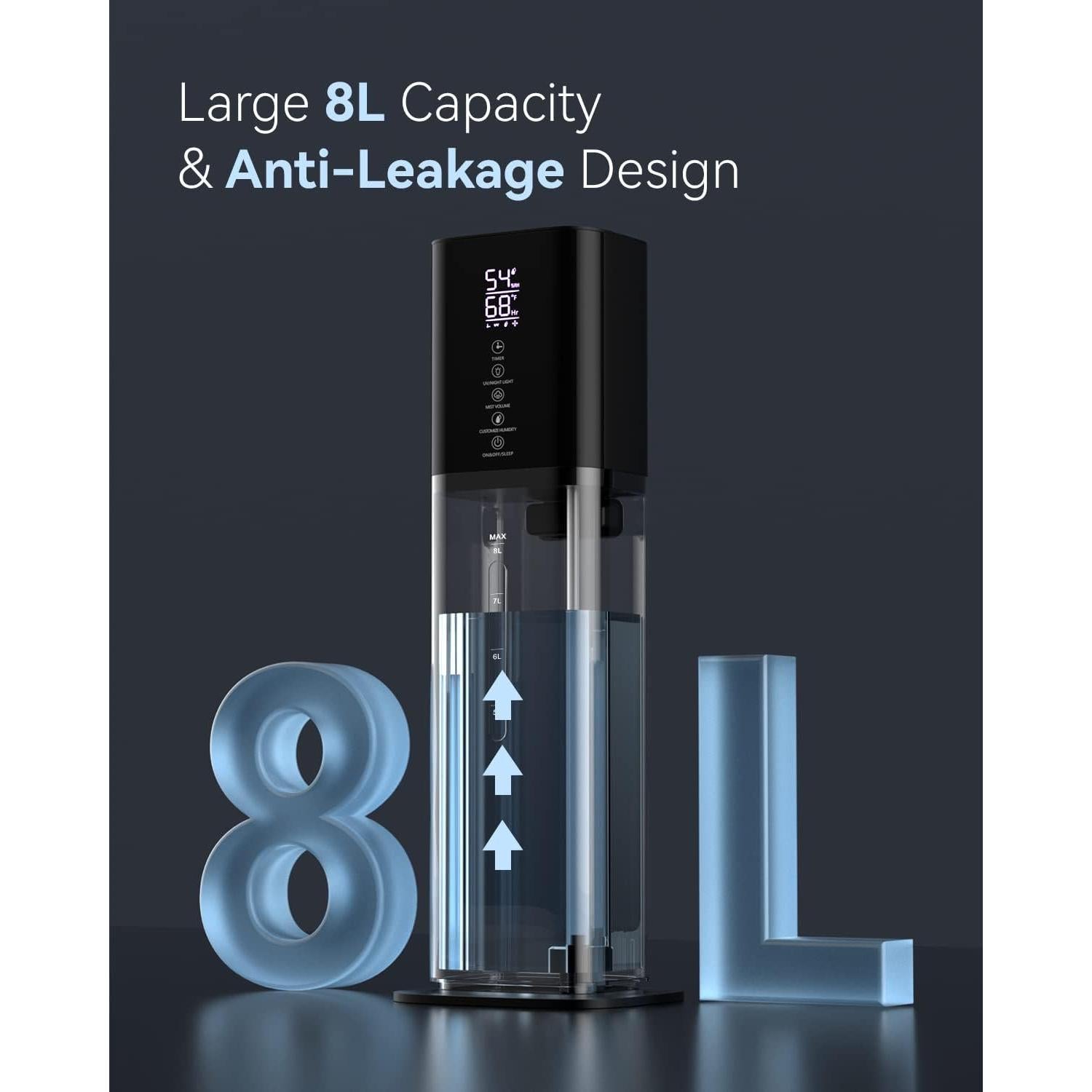 Humidificador ultrasónico let'me 8L con temporizador y control remoto