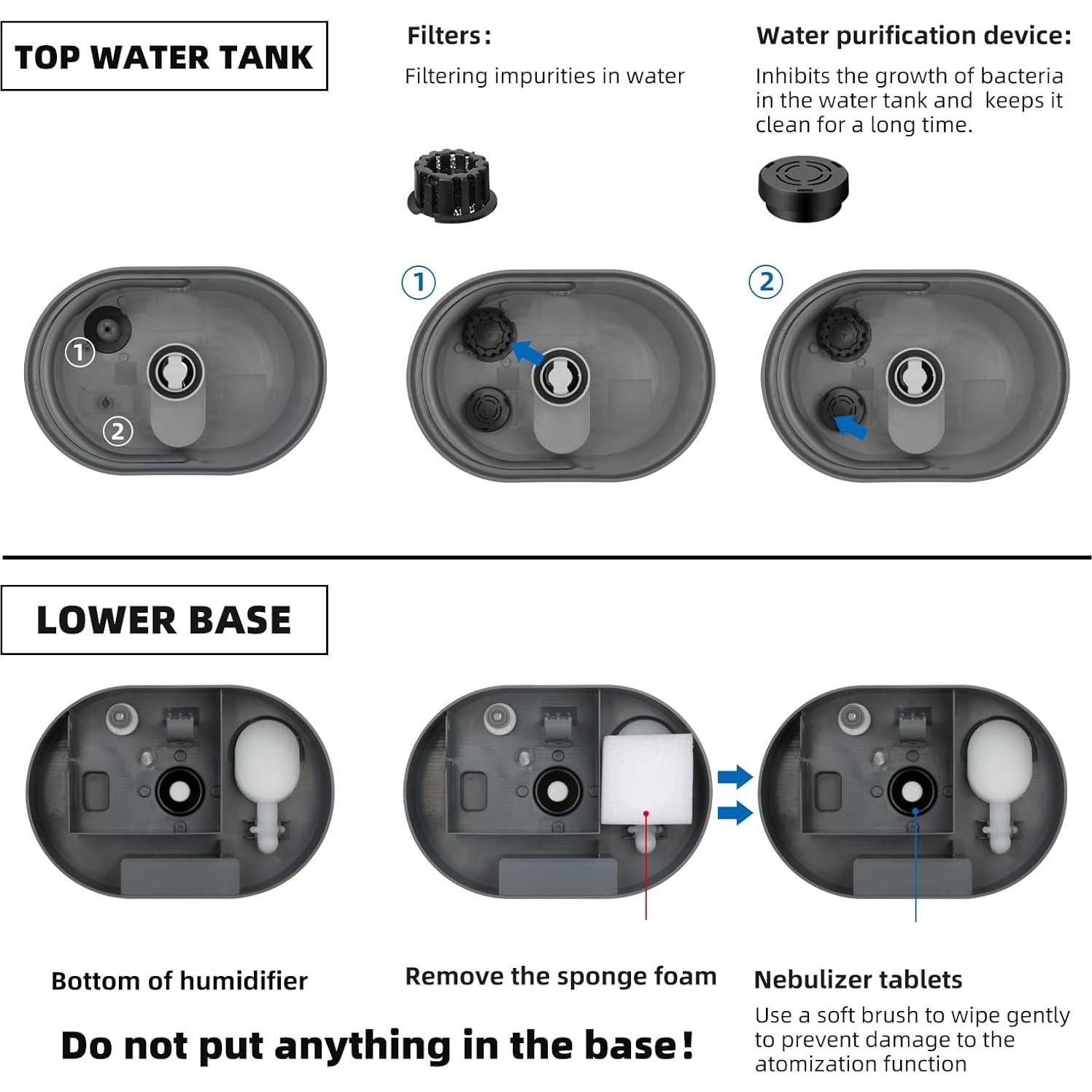 5L Humidifiers for Bedroom and Plants, Ultrasonic Cool Mist Humidifier for Baby home Mist Top Fill Desk Humidifier Essential Oil Diffuser, Quiet Humidifiers with Adjustable Mist,360°Nozzle-Gray