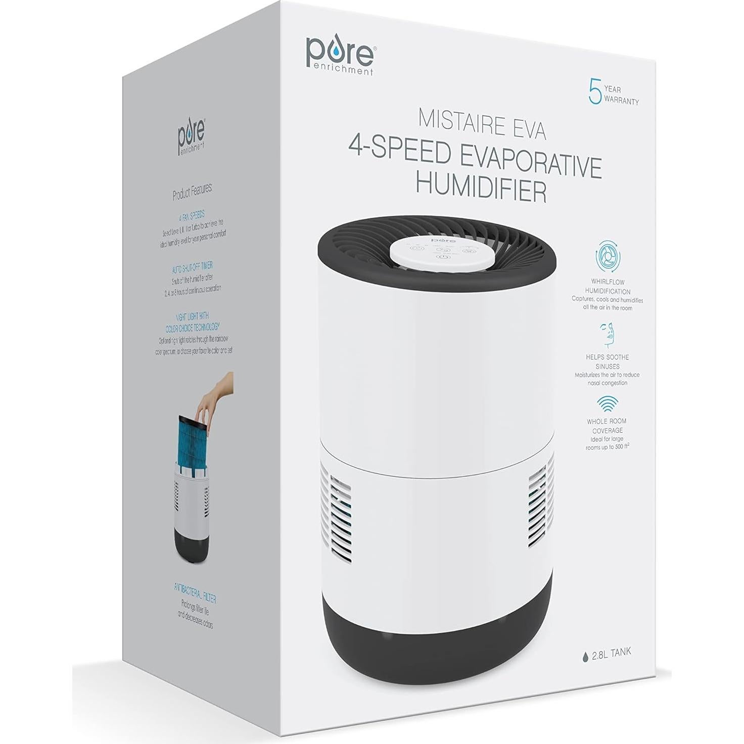 Humidificador Evaporativo Pure Enrichment PEHUMEVA 2.8L Antibacteriano
