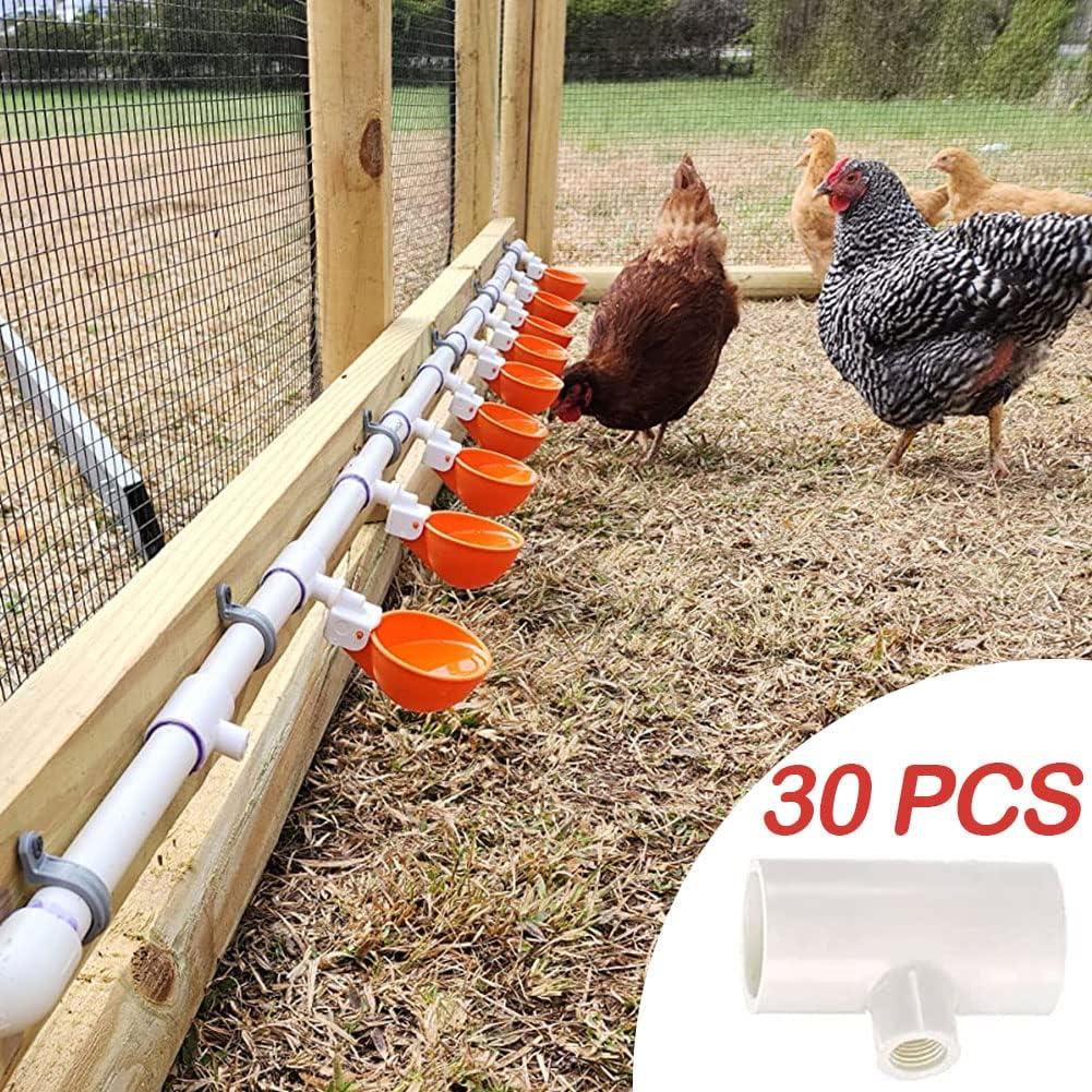 30 Accesorios Tee PVC Bebederos Pollo DredQcco 5cm