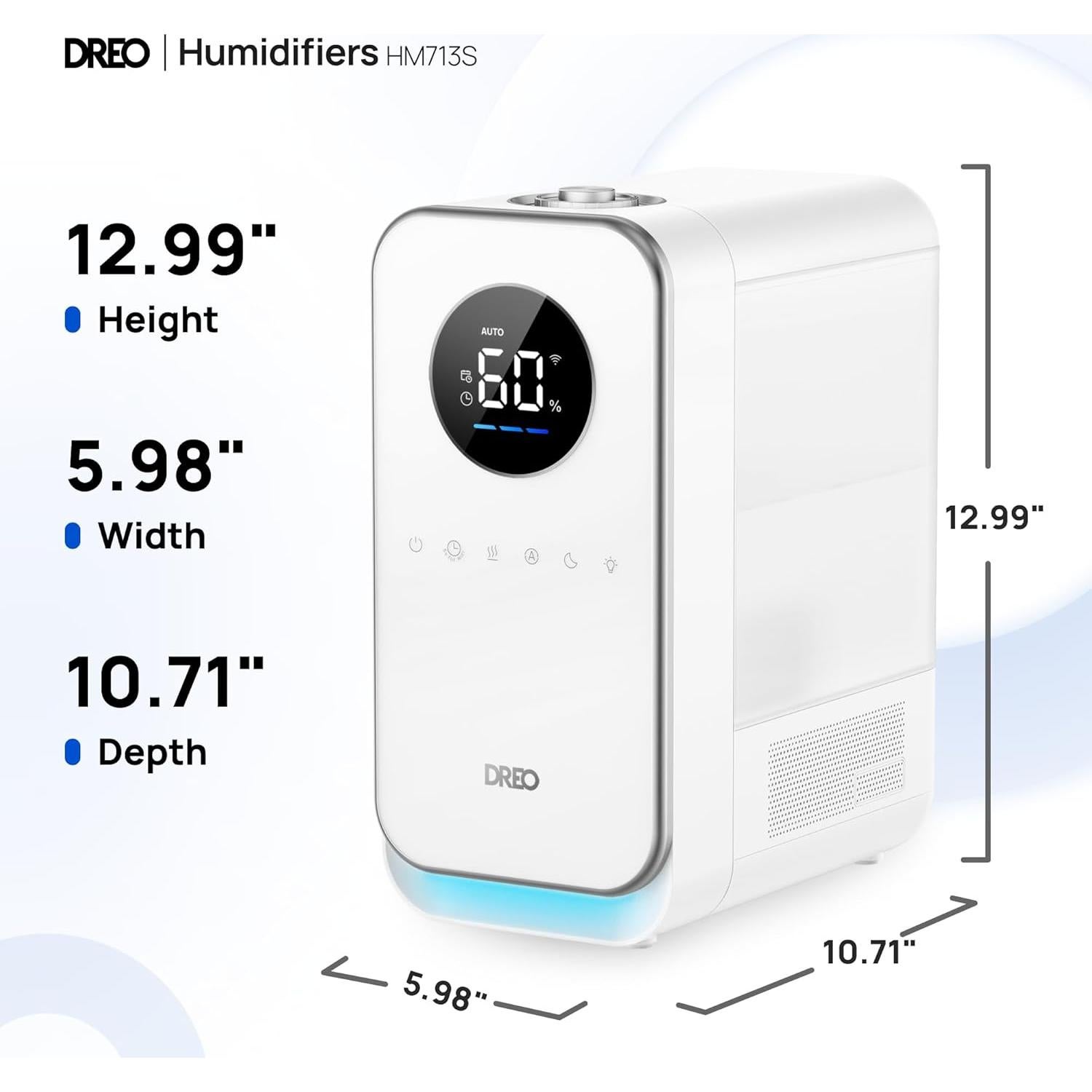 Humidificador Dreo 5L Inteligente Ultrasonido Blanco