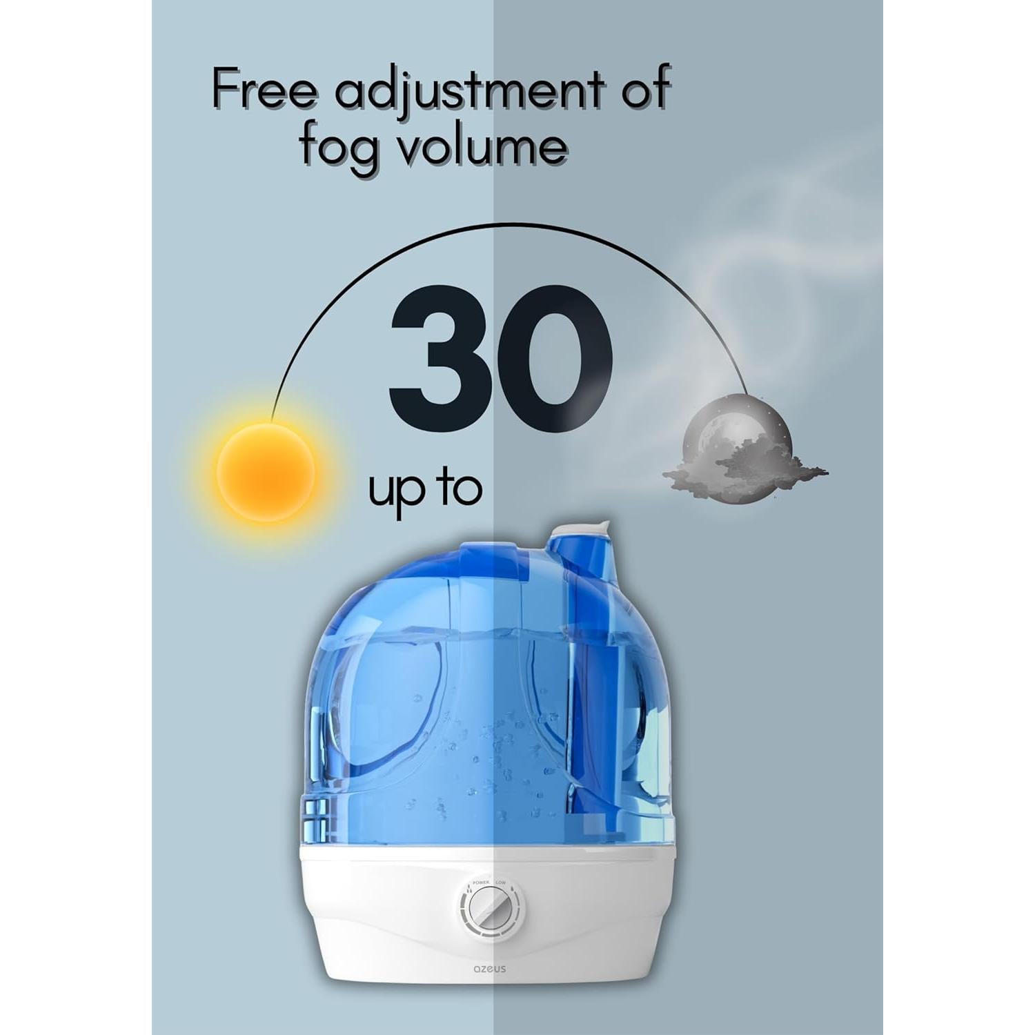 Humidificador Ultrasónico AZEUS 2.8L Silencioso 35m²