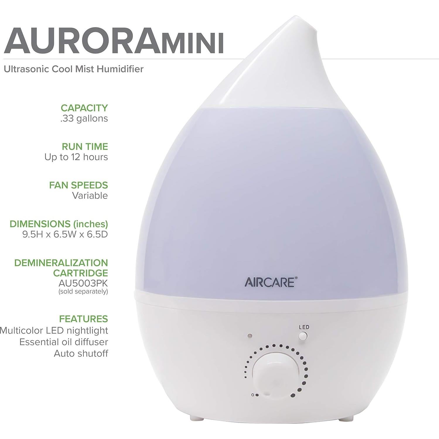 Humidificador Ultrasonico AIRCARE 1,25L Silencioso Blanco