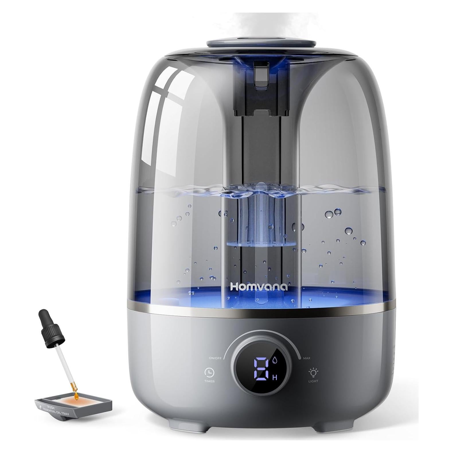 Humidificador Homvana 4L Gris - Difusor de Aroma y Luz Nocturna