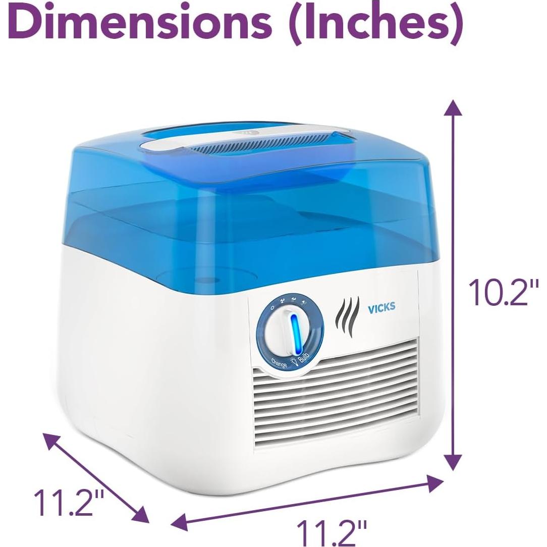 Humidificador Vicks V3900 de Vapor Frío 2,59 kg con Luz UV