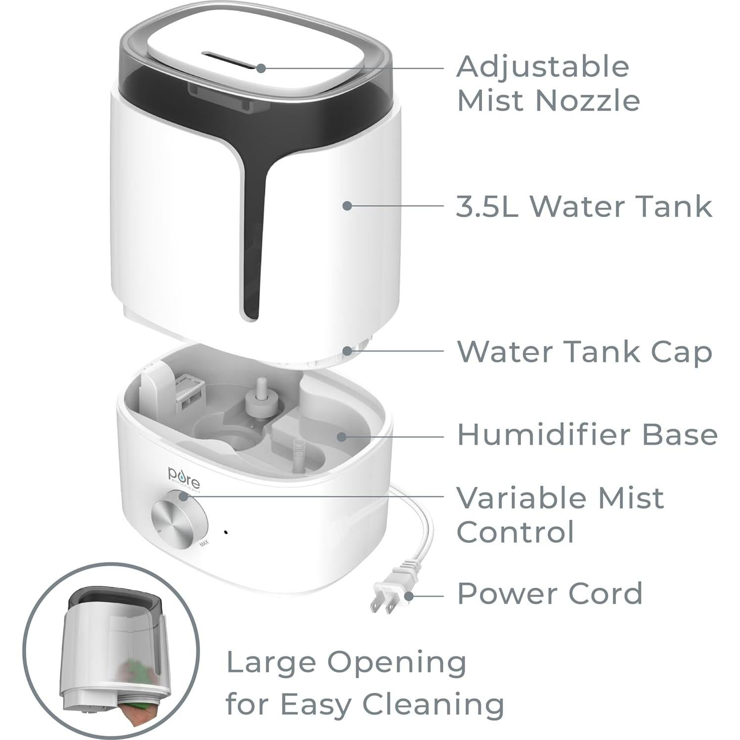 Humidificador ultrasónico Pure Enrichment HUME 3.5L silencioso