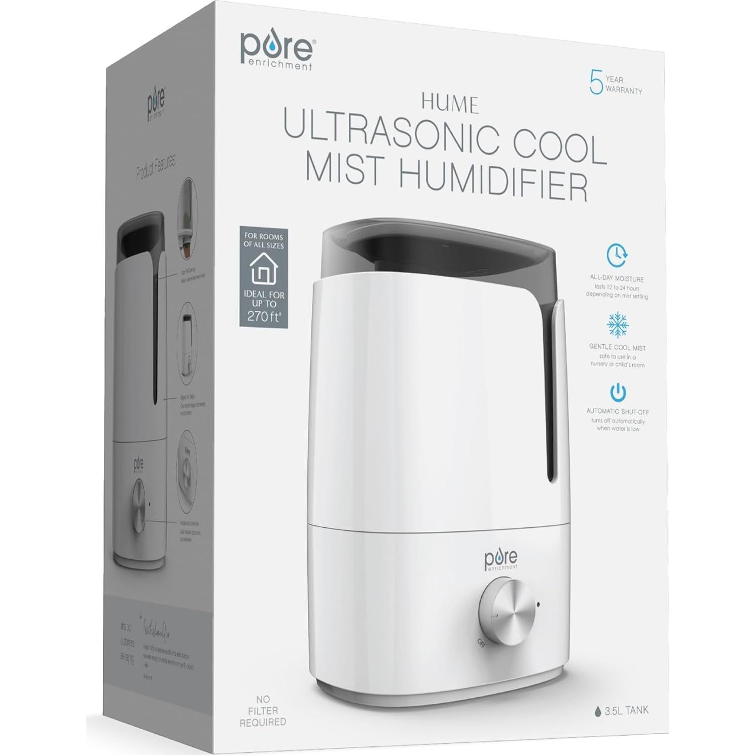 Humidificador ultrasónico Pure Enrichment HUME 3.5L silencioso