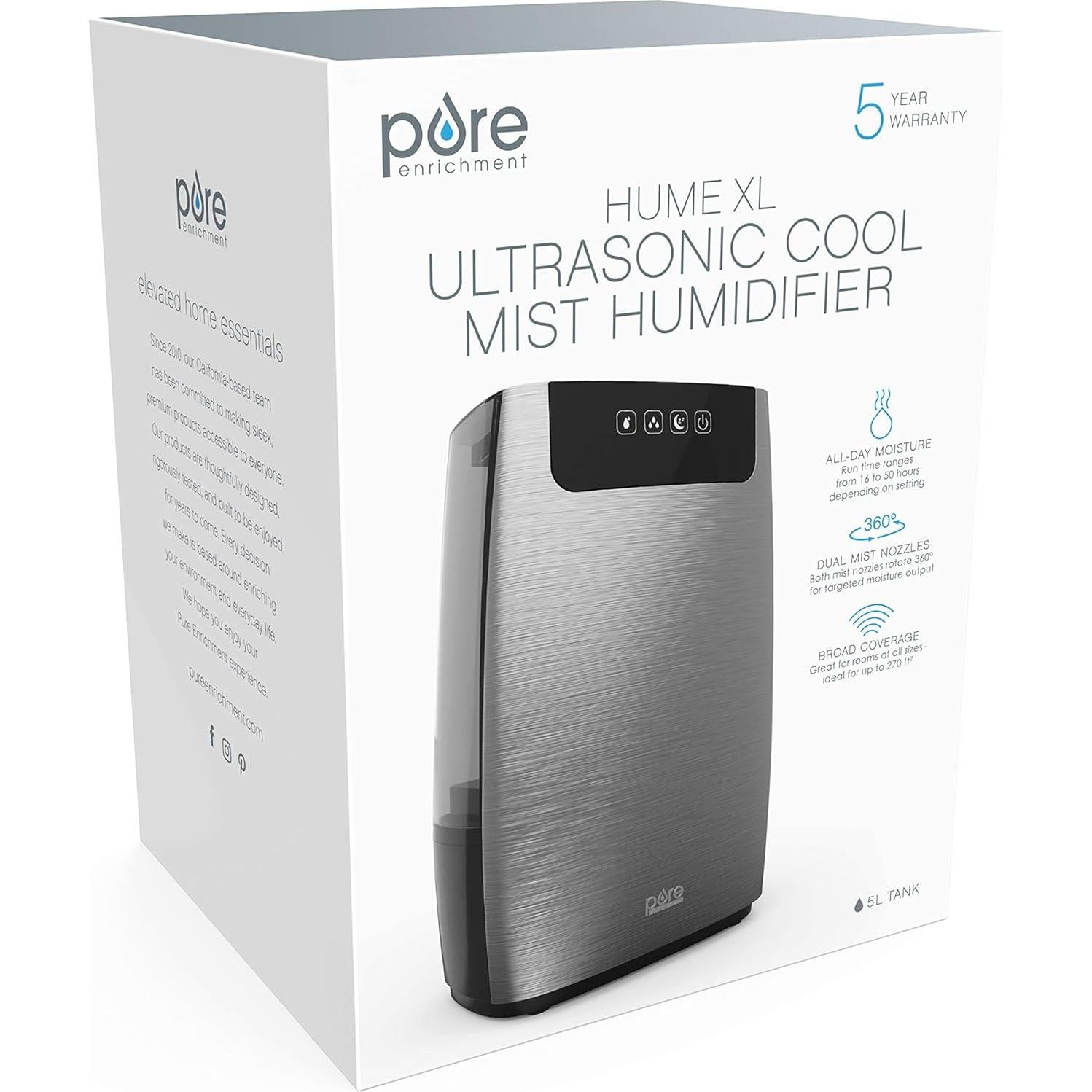 Humidificador de Niebla Fría Pure Enrichment 5L Control Táctil