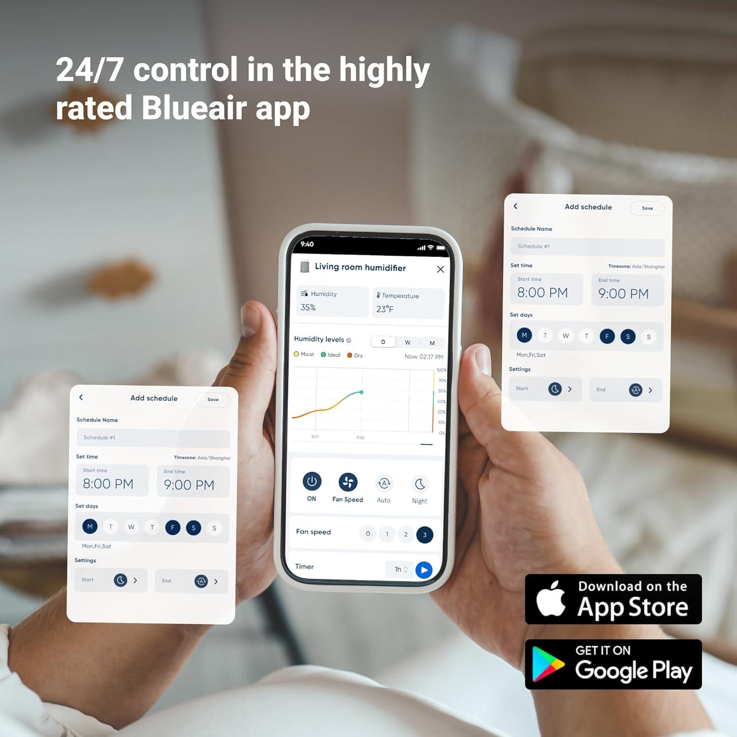 Humidificador Inteligente Blueair 3.5L para Habitaciones Grandes