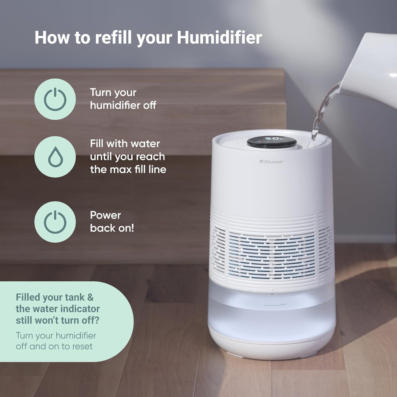 Humidificador Inteligente Blueair 3.5L para Habitaciones Grandes