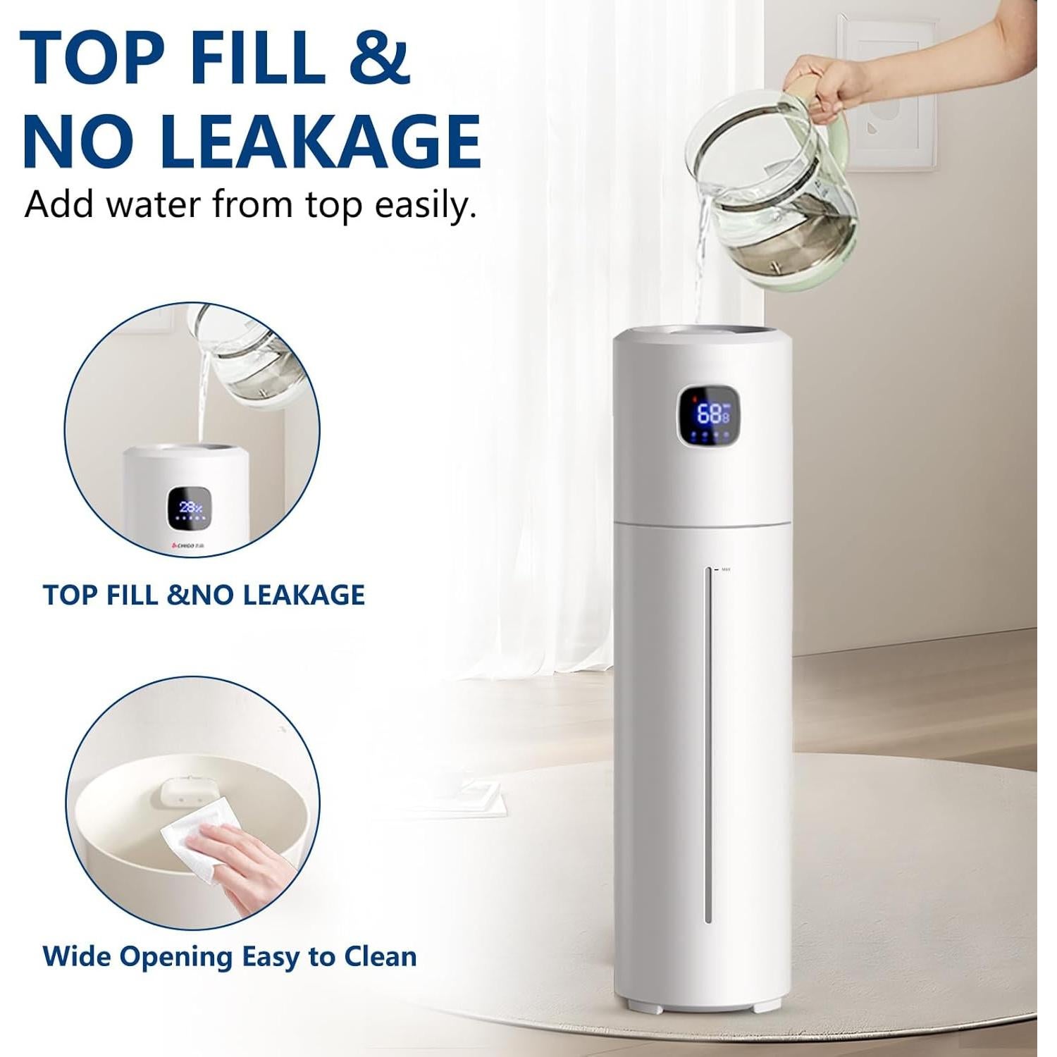 Humidificador Ultrasonico Akeshan 9L Blanco Redondo 350ml/h