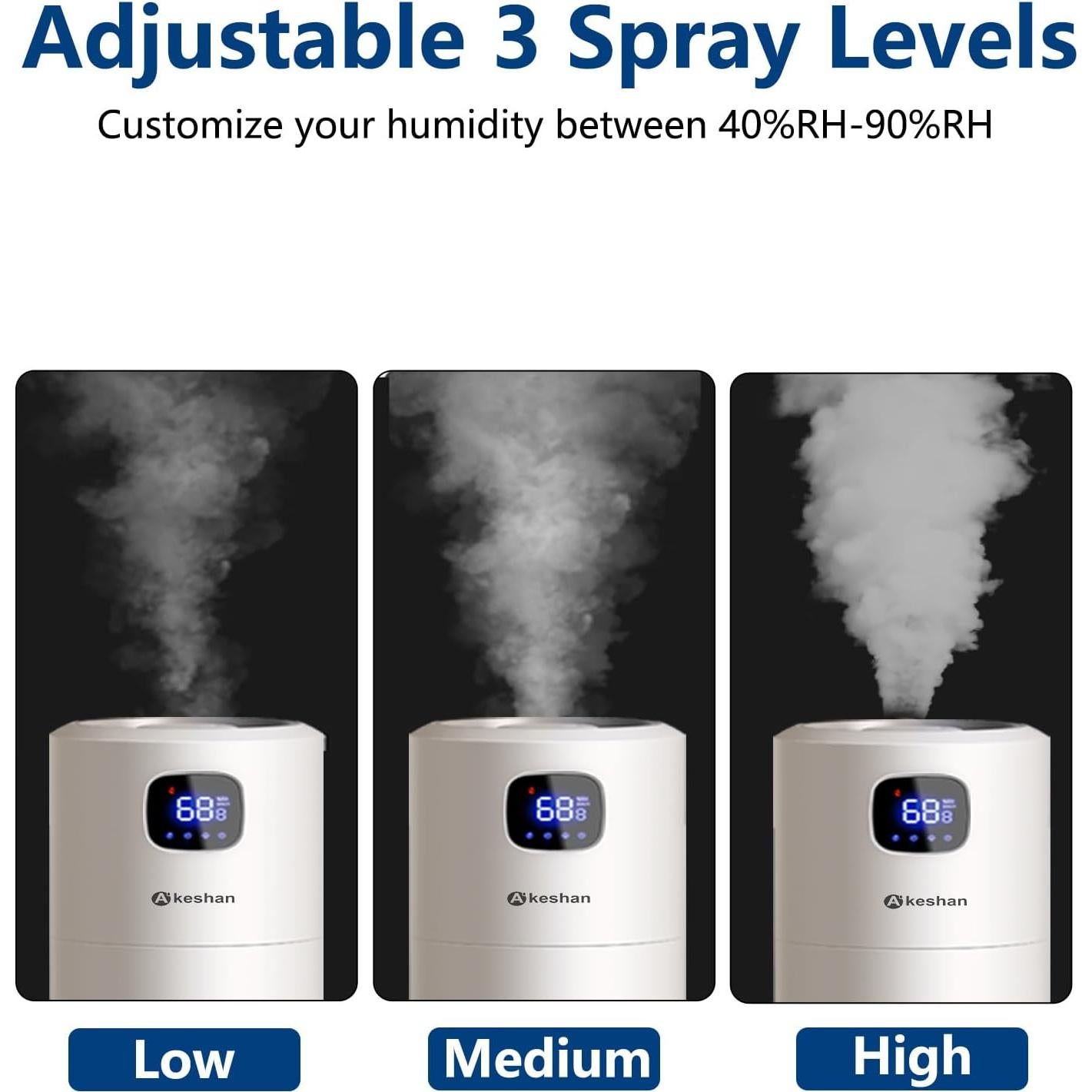 Humidificador Ultrasonico Akeshan 9L Blanco Redondo 350ml/h