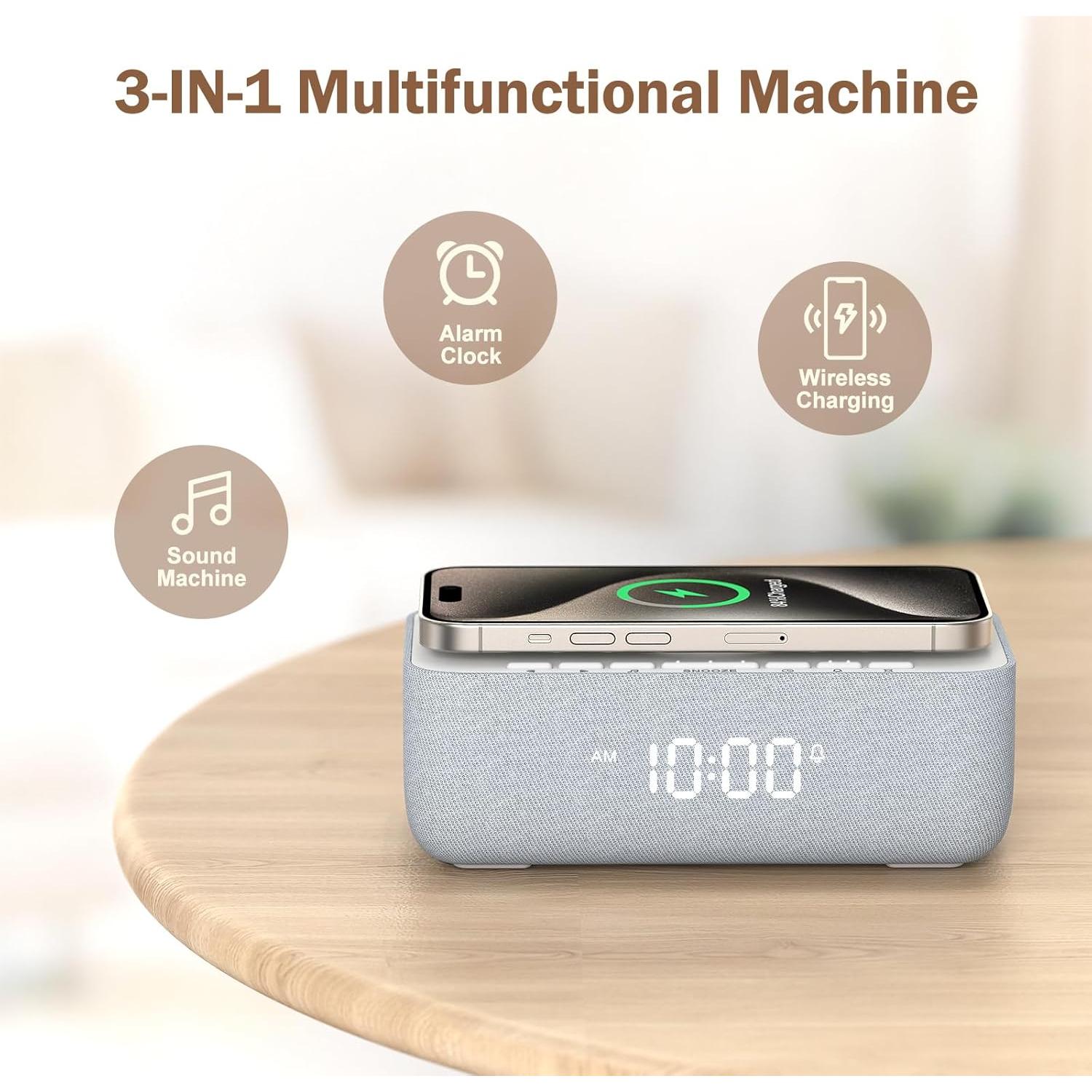 Reloj Despertador REACHER con Cargador Inalámbrico 15W