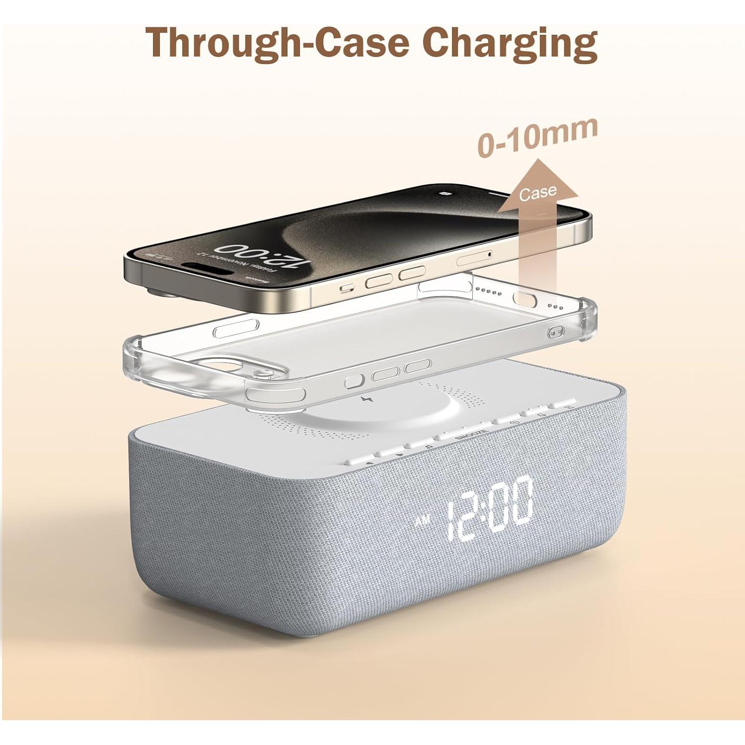 Reloj Despertador REACHER con Cargador Inalámbrico 15W