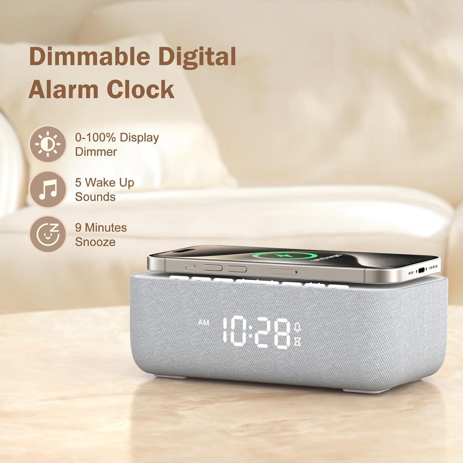 Reloj Despertador REACHER con Cargador Inalámbrico 15W