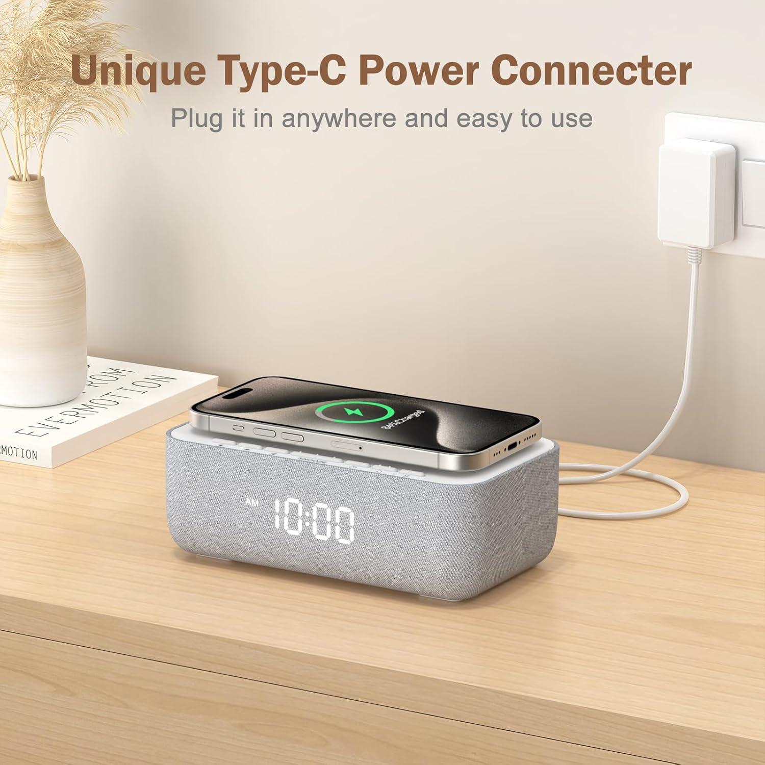 Reloj Despertador REACHER con Cargador Inalámbrico 15W