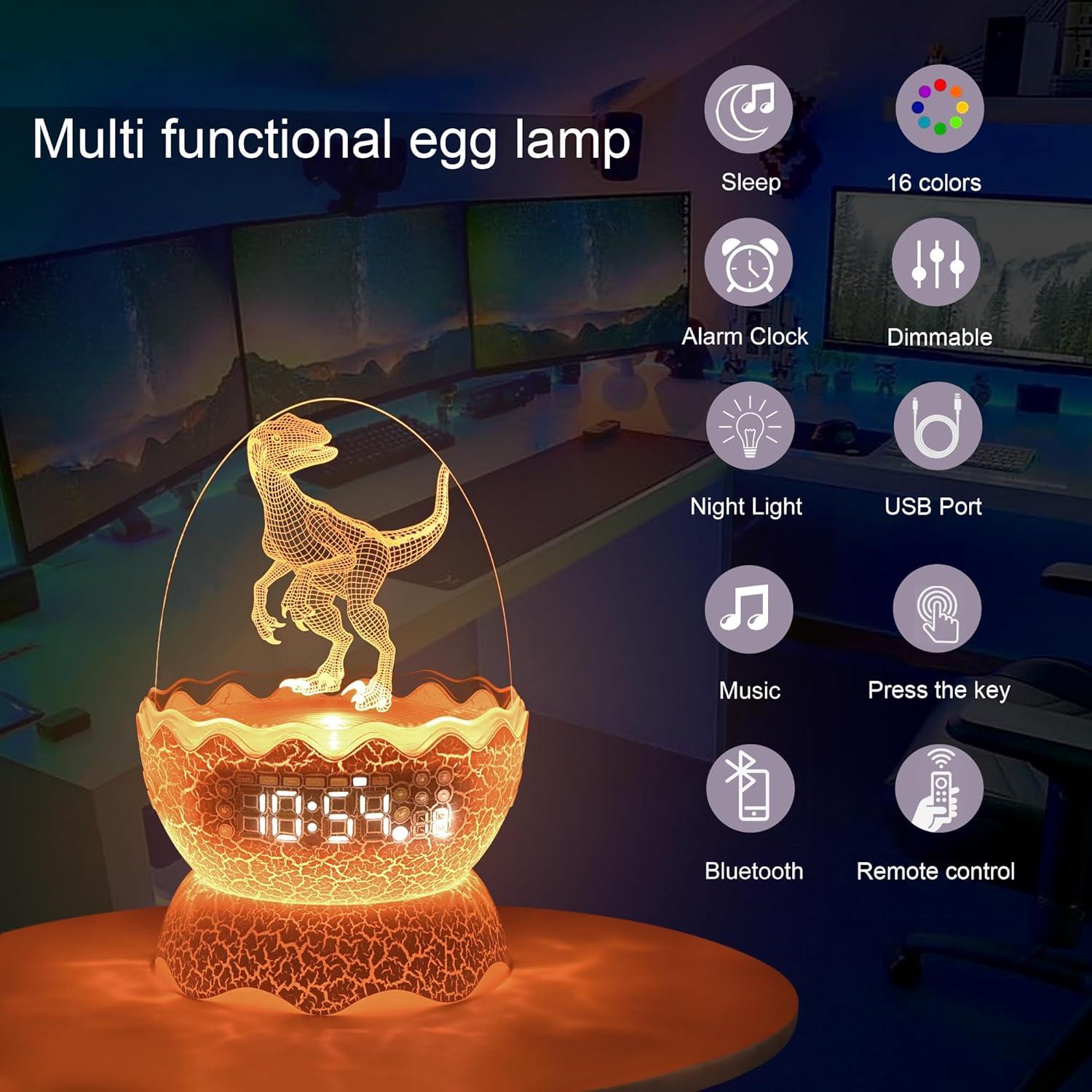 Reloj Despertador Dinosaurio Multifuncional ZQY002 Luz Nocturna