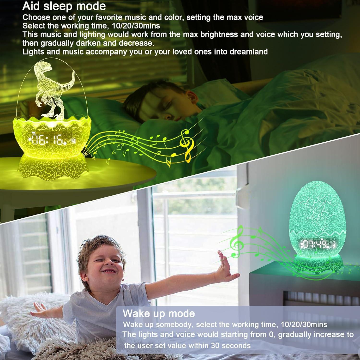 Reloj Despertador Dinosaurio Multifuncional ZQY002 Luz Nocturna