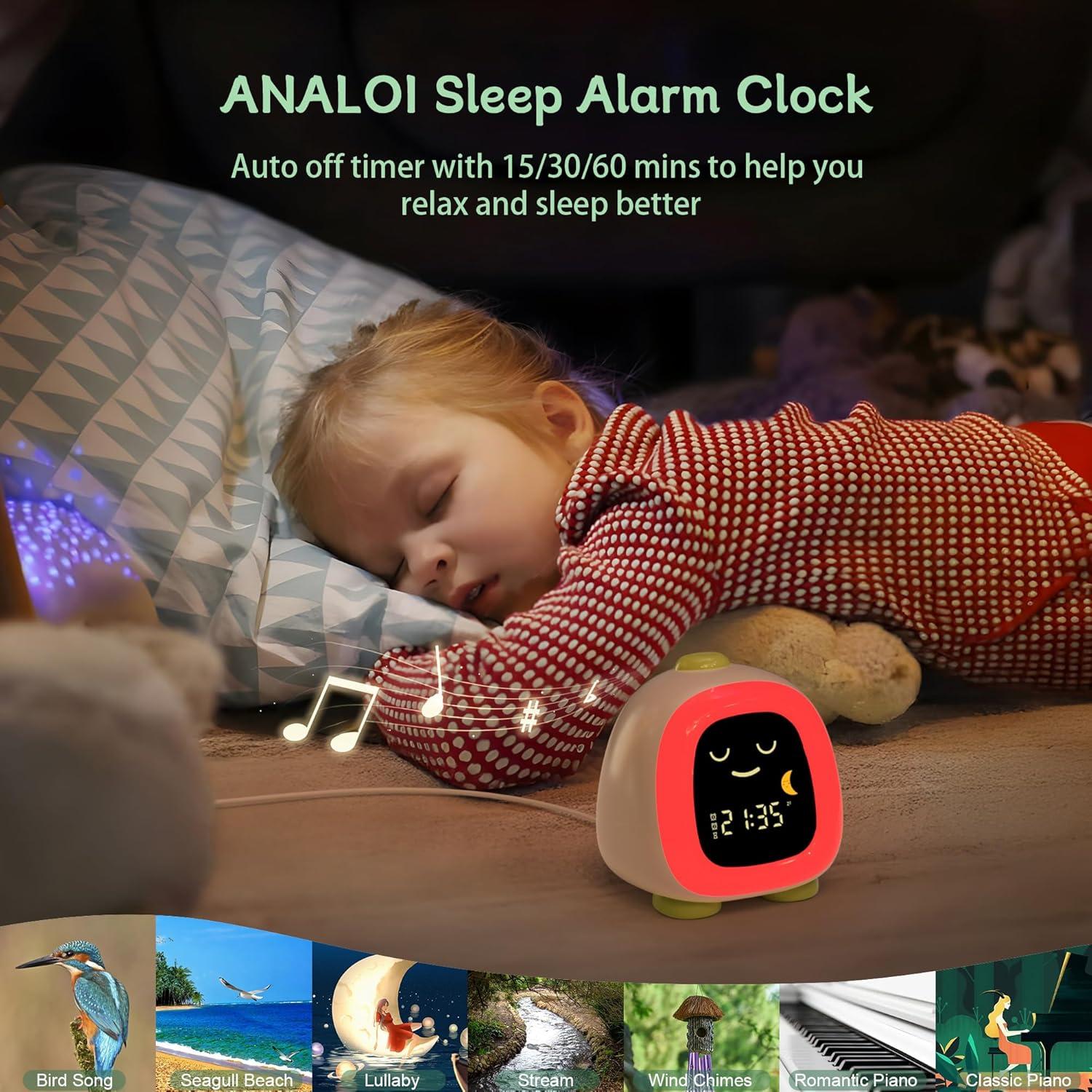Reloj Despertador Infantil ANALOI Dinosaurio Verde
