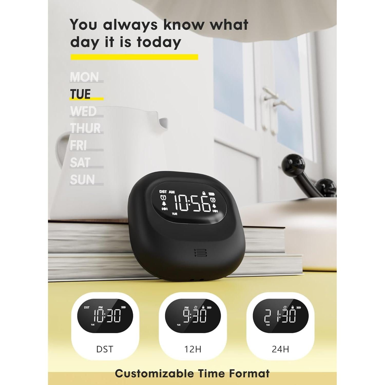 Reloj Despertador Doble ROCA con Vibrador Recargable