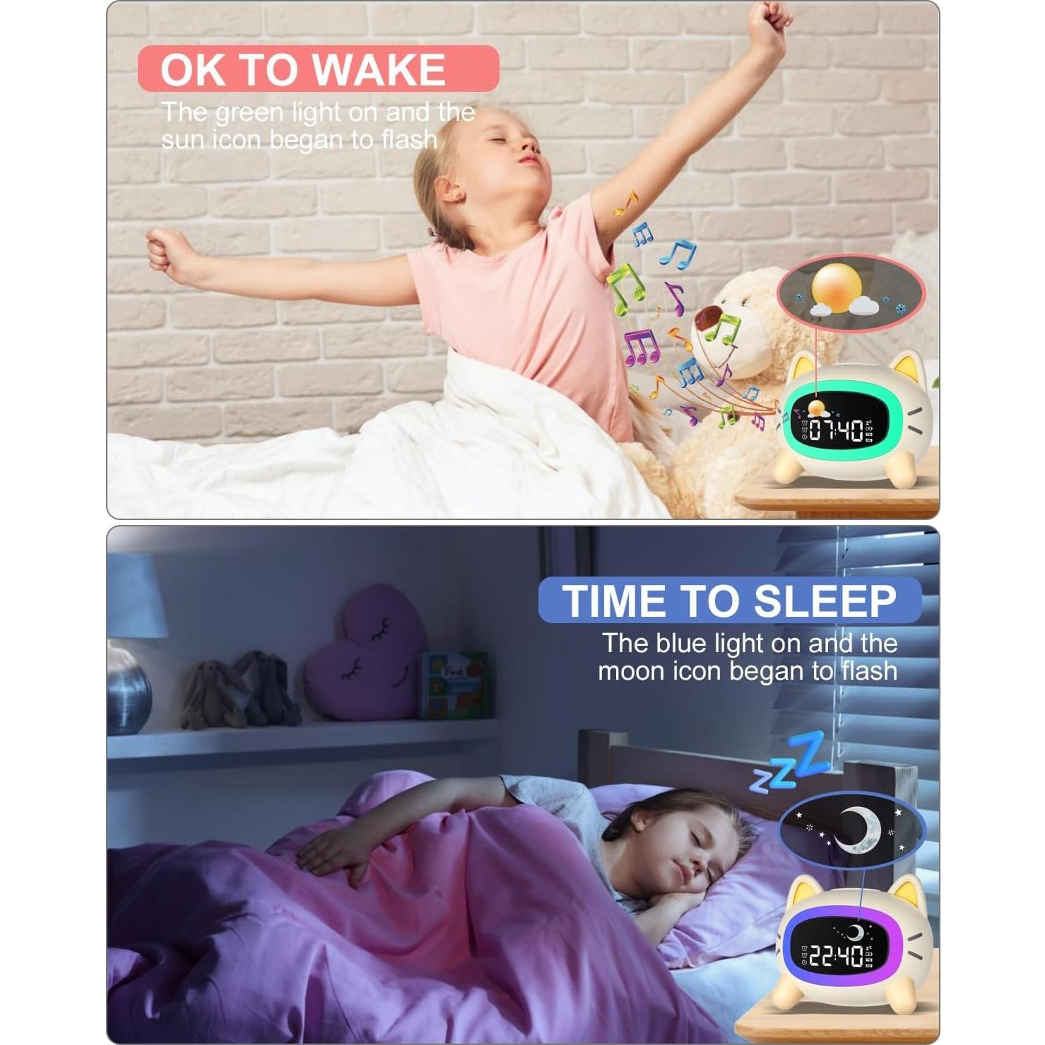 Reloj Despertador para Niños Fotgear Gato con Luz y Sonido