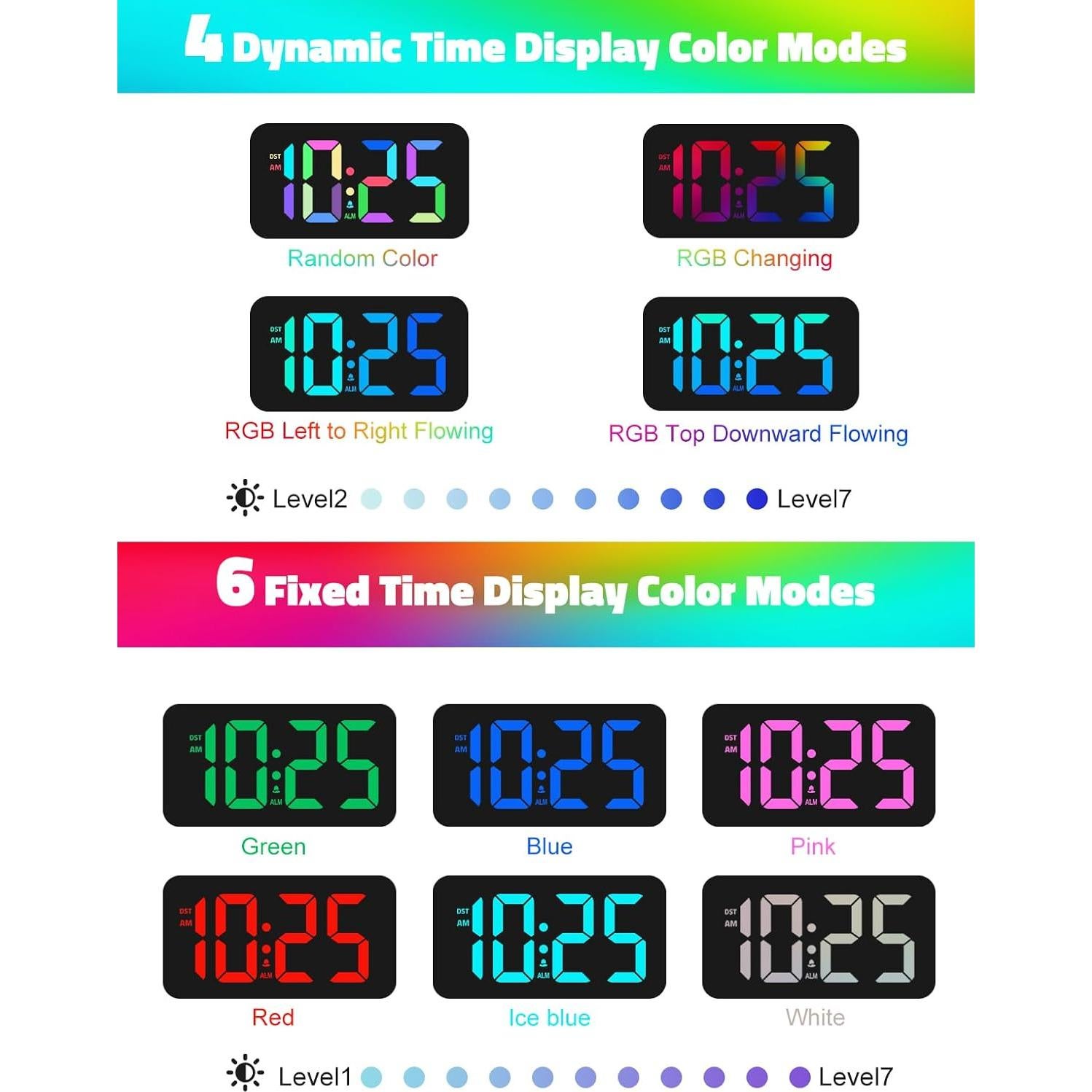 Reloj Despertador Digital Mesqool LED RGB con Luz Nocturna