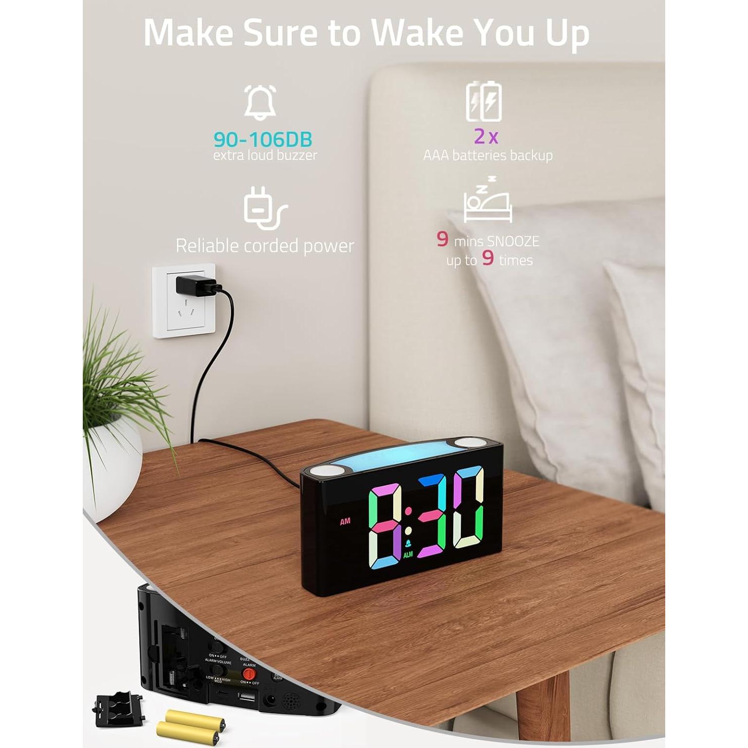 Reloj Despertador Digital Mesqool LED RGB con Luz Nocturna