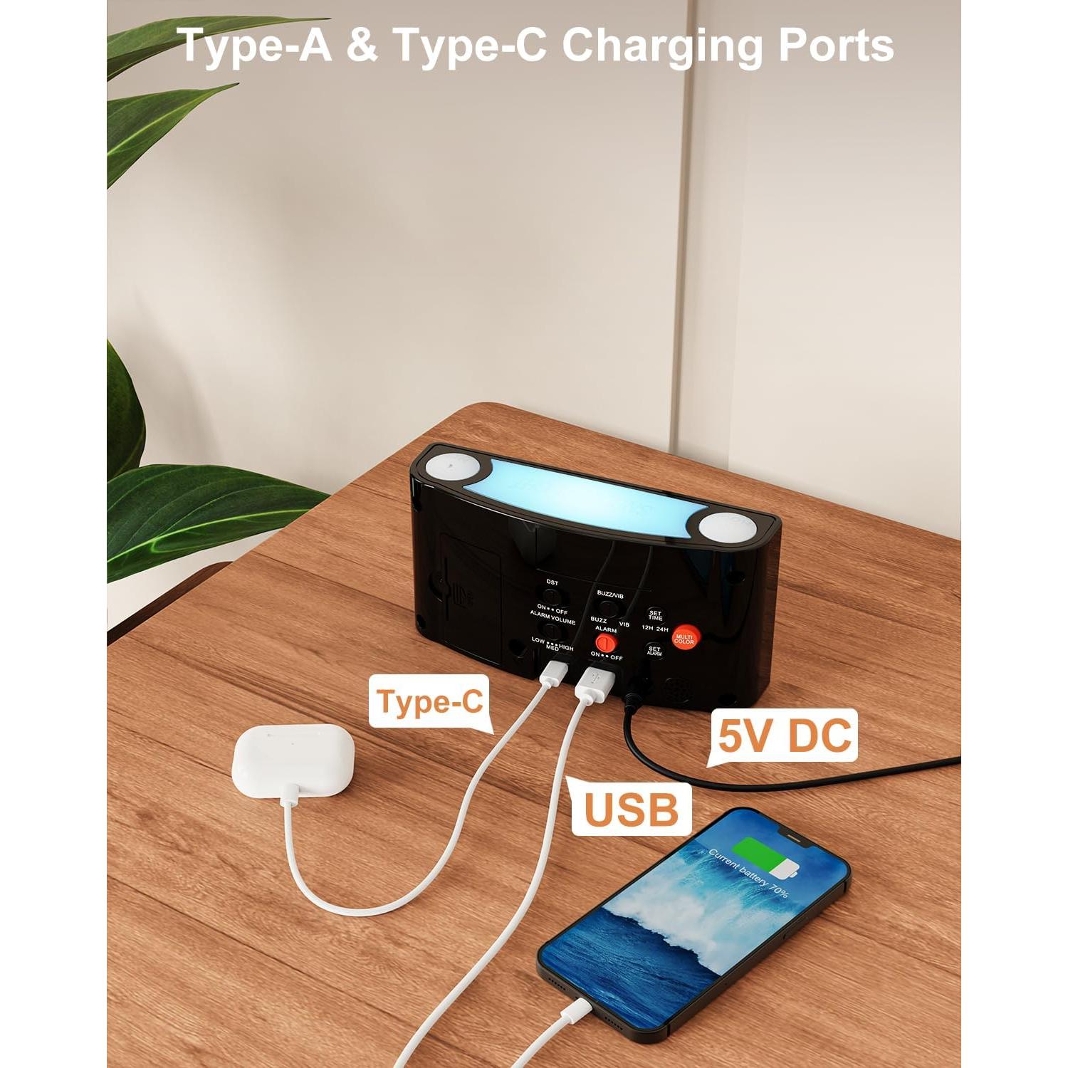 Reloj Despertador Digital Mesqool LED RGB con Luz Nocturna