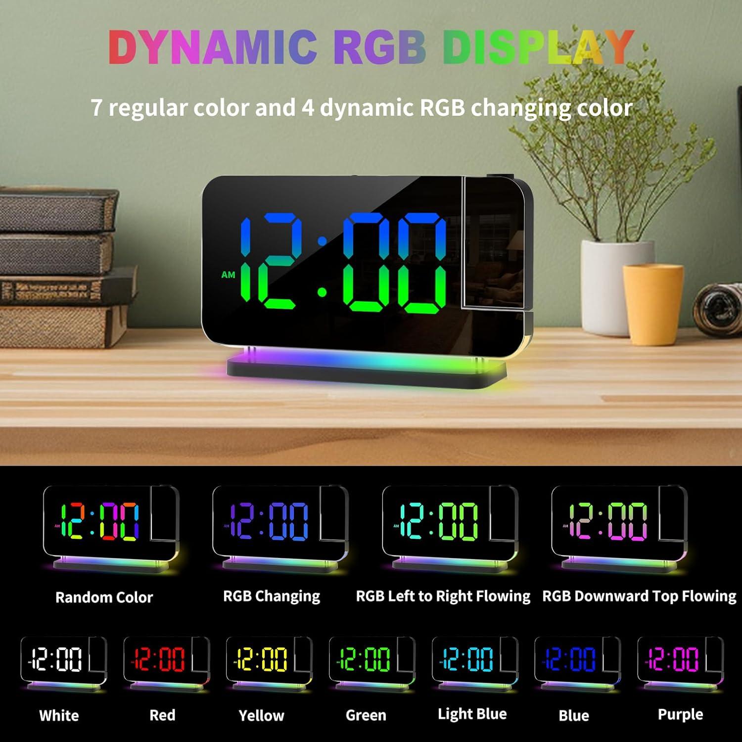 Reloj Despertador Proyector Hanaix RGB Digital 10 Colores