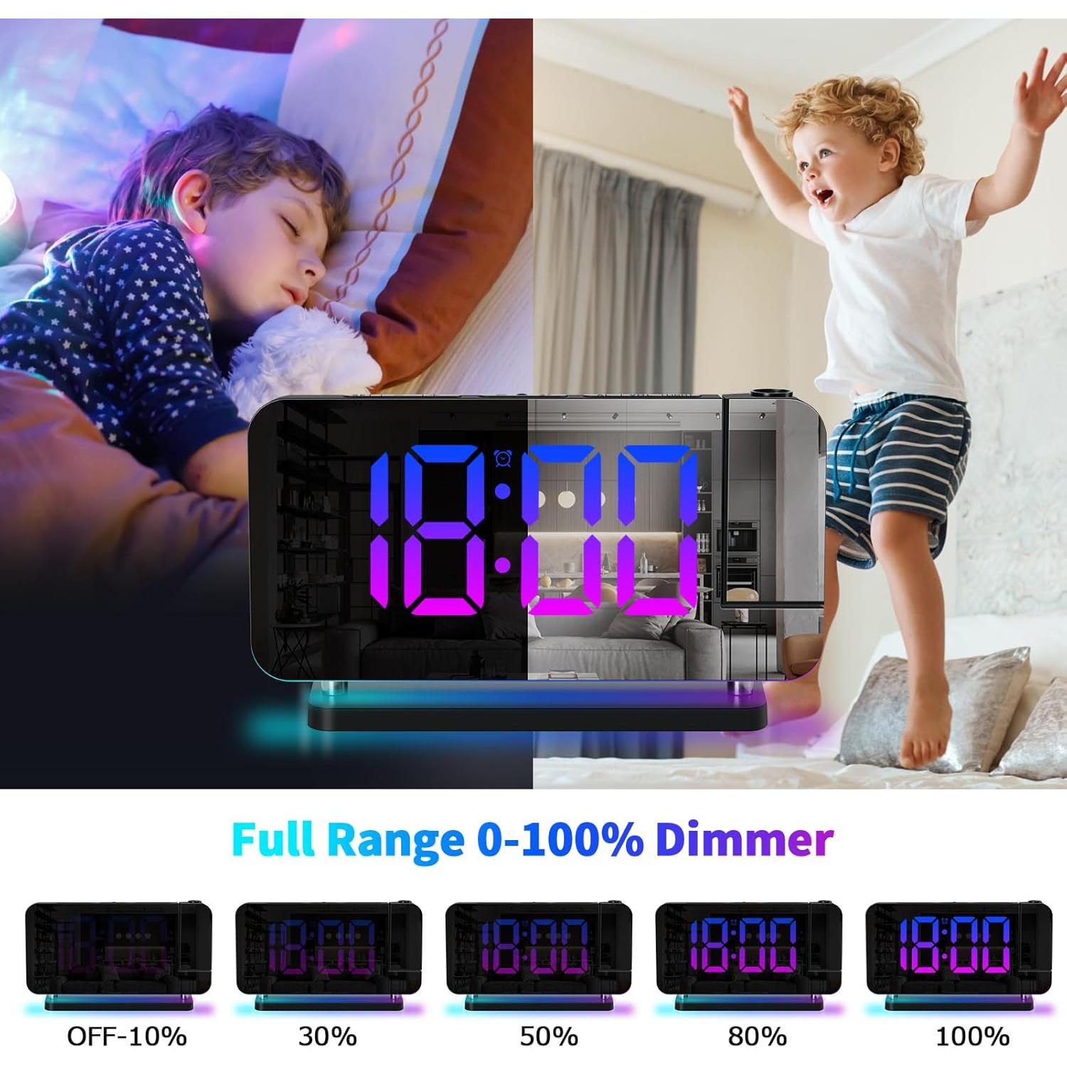 Reloj Despertador Proyector Hanaix RGB Digital 10 Colores