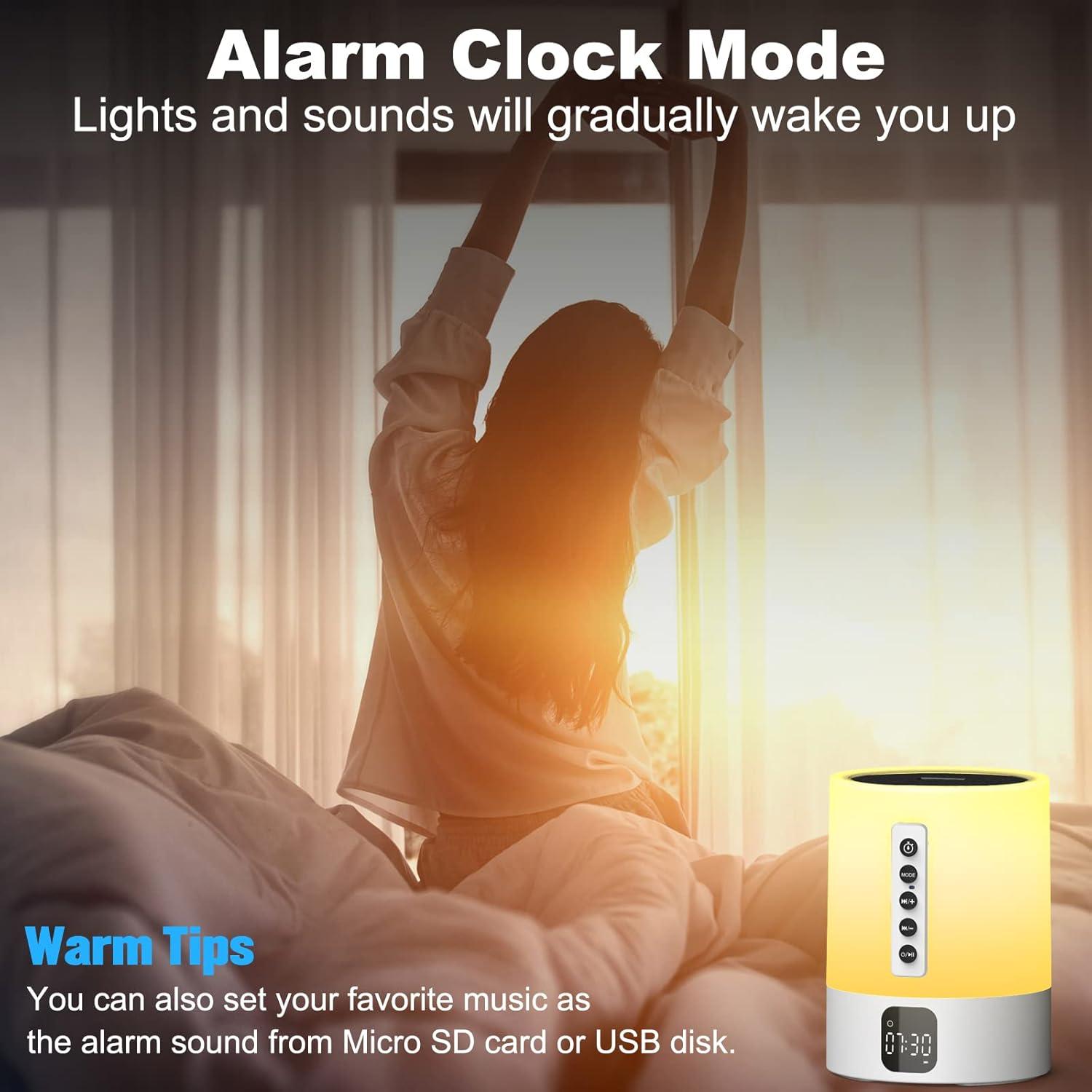 Luz Nocturna Altavoz Bluetooth AFEXOA Reloj Despertador