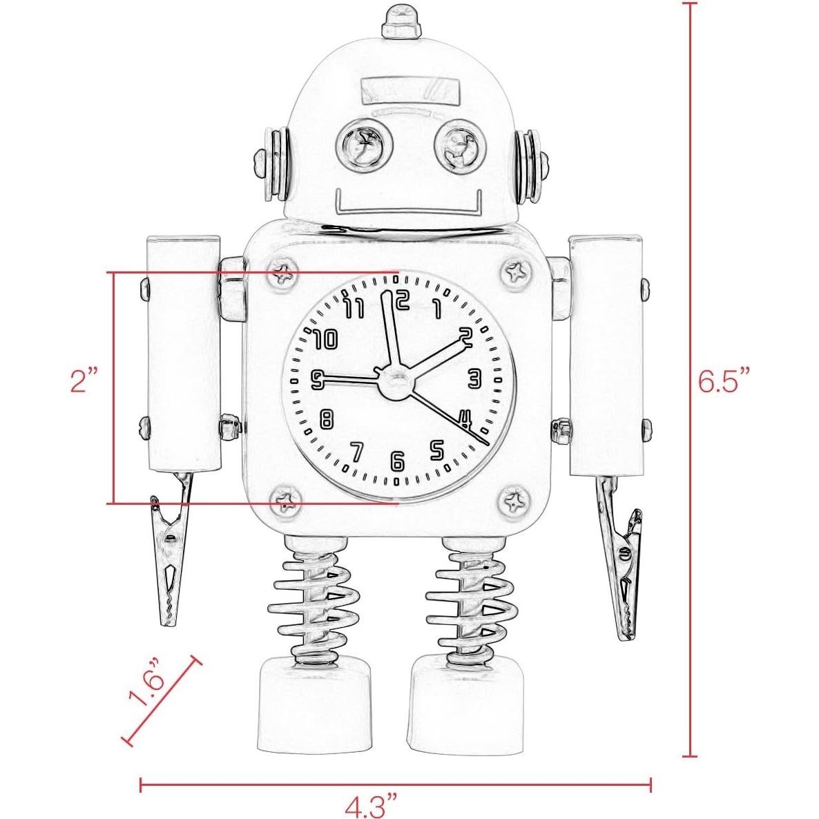 Reloj Despertador Robot Betus Rojo Rubí Sin Tic Tac