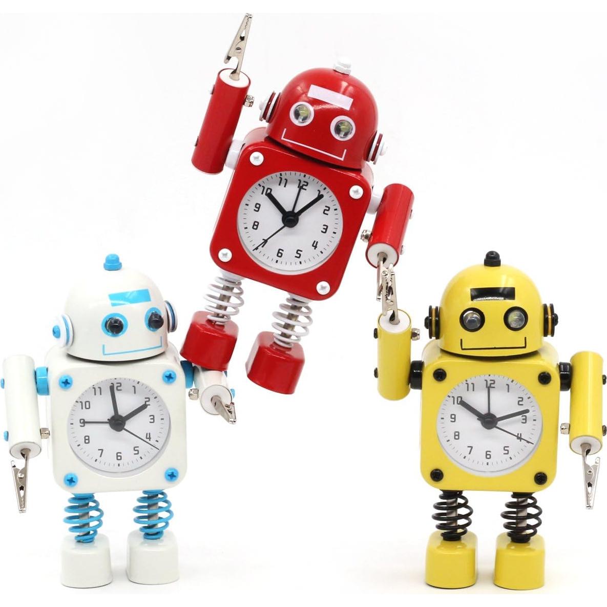Reloj Despertador Robot Betus Rojo Rubí Sin Tic Tac