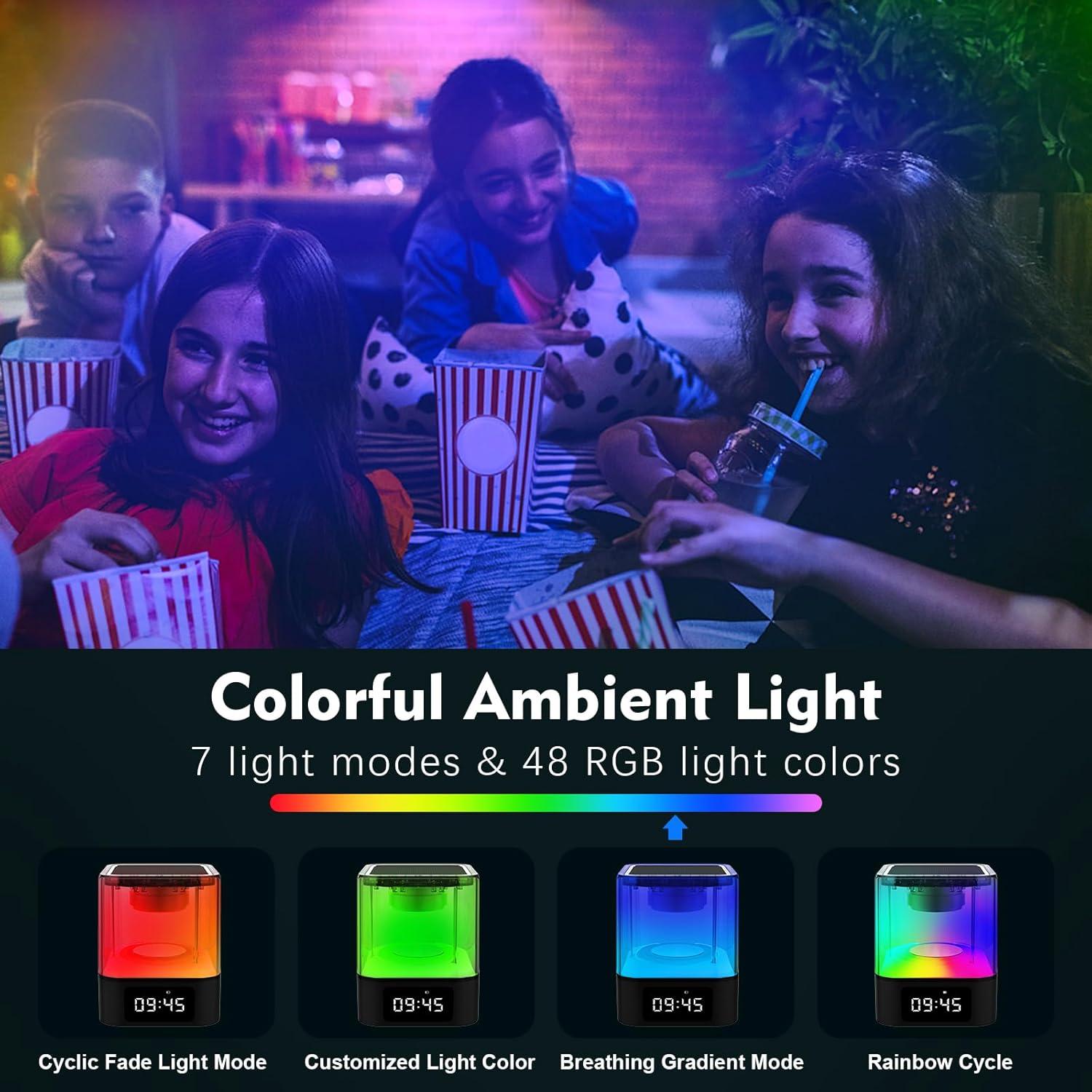 Altavoz Bluetooth Ebhako W10 con Luz Nocturna y Reloj