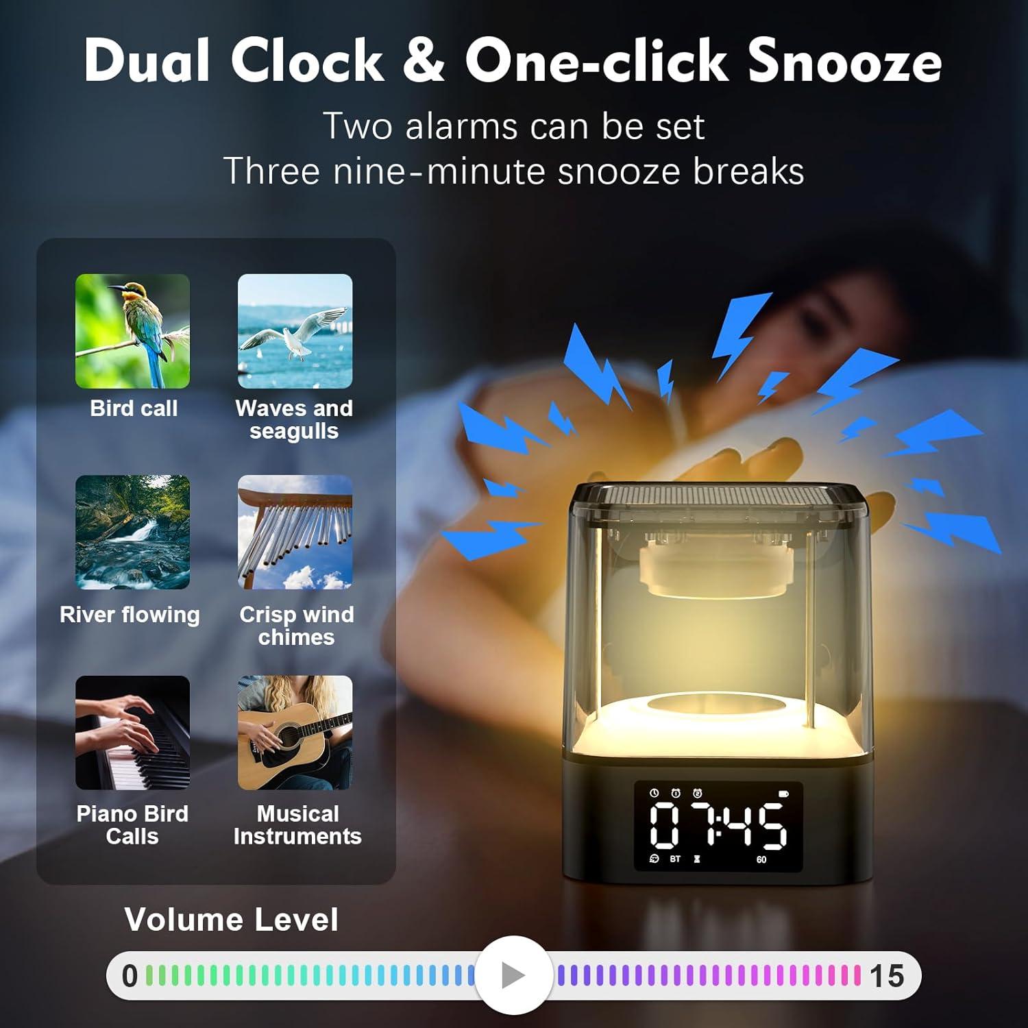 Altavoz Bluetooth Ebhako W10 con Luz Nocturna y Reloj