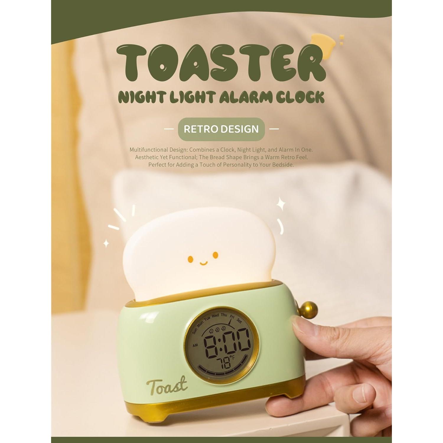 Luz Nocturna Tostadora WANIDEA con Reloj Despertador