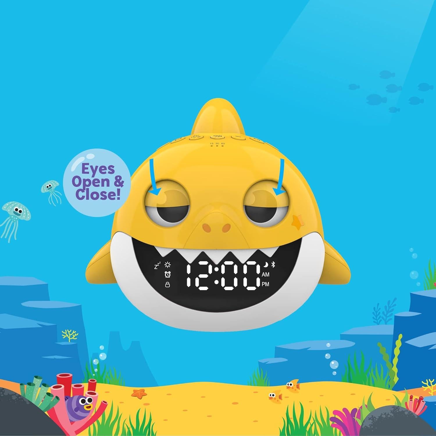 Reloj Despertador Baby Shark Core Innovations Amarillo
