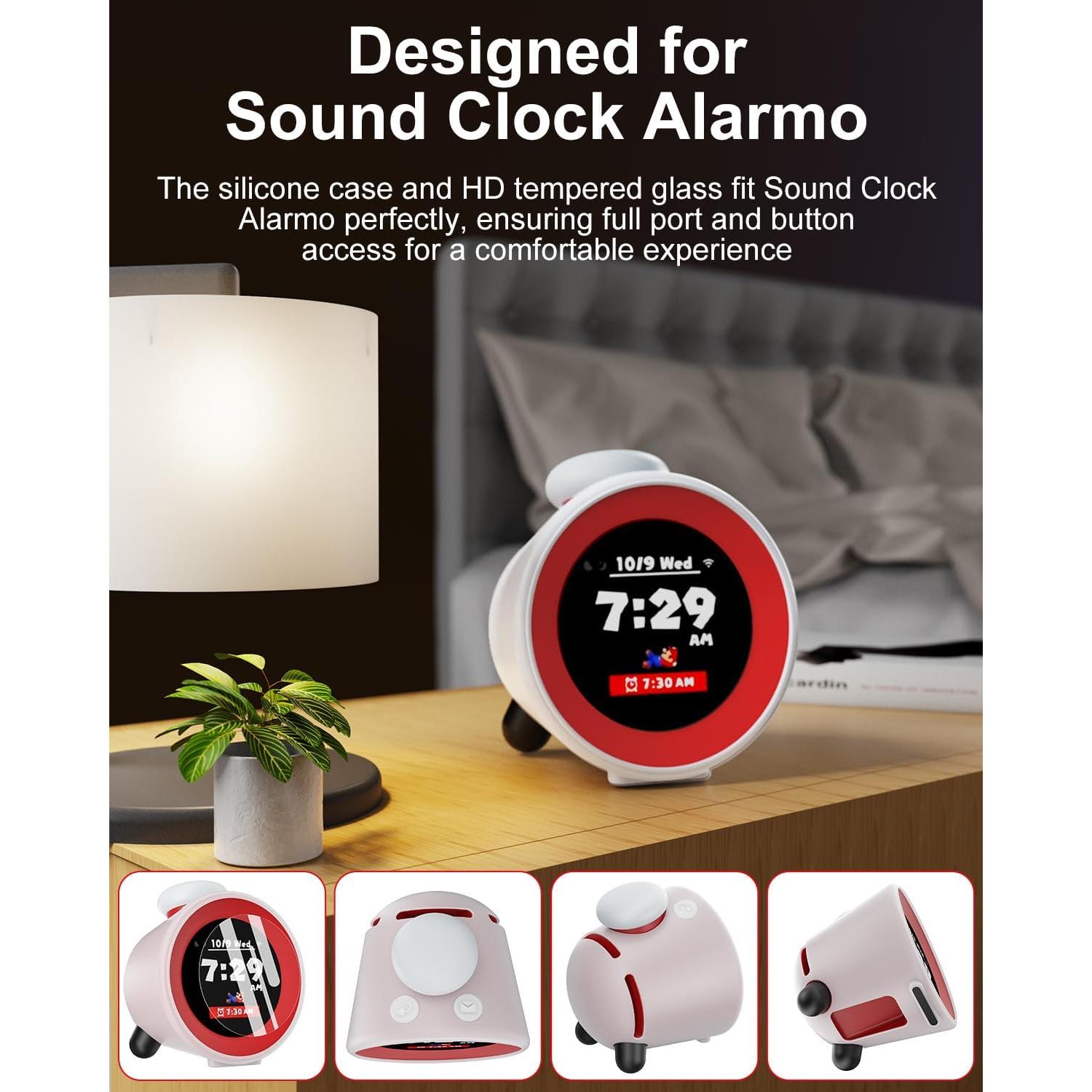 Funda de silicona y vidrio templado para Nintendo Alarmo