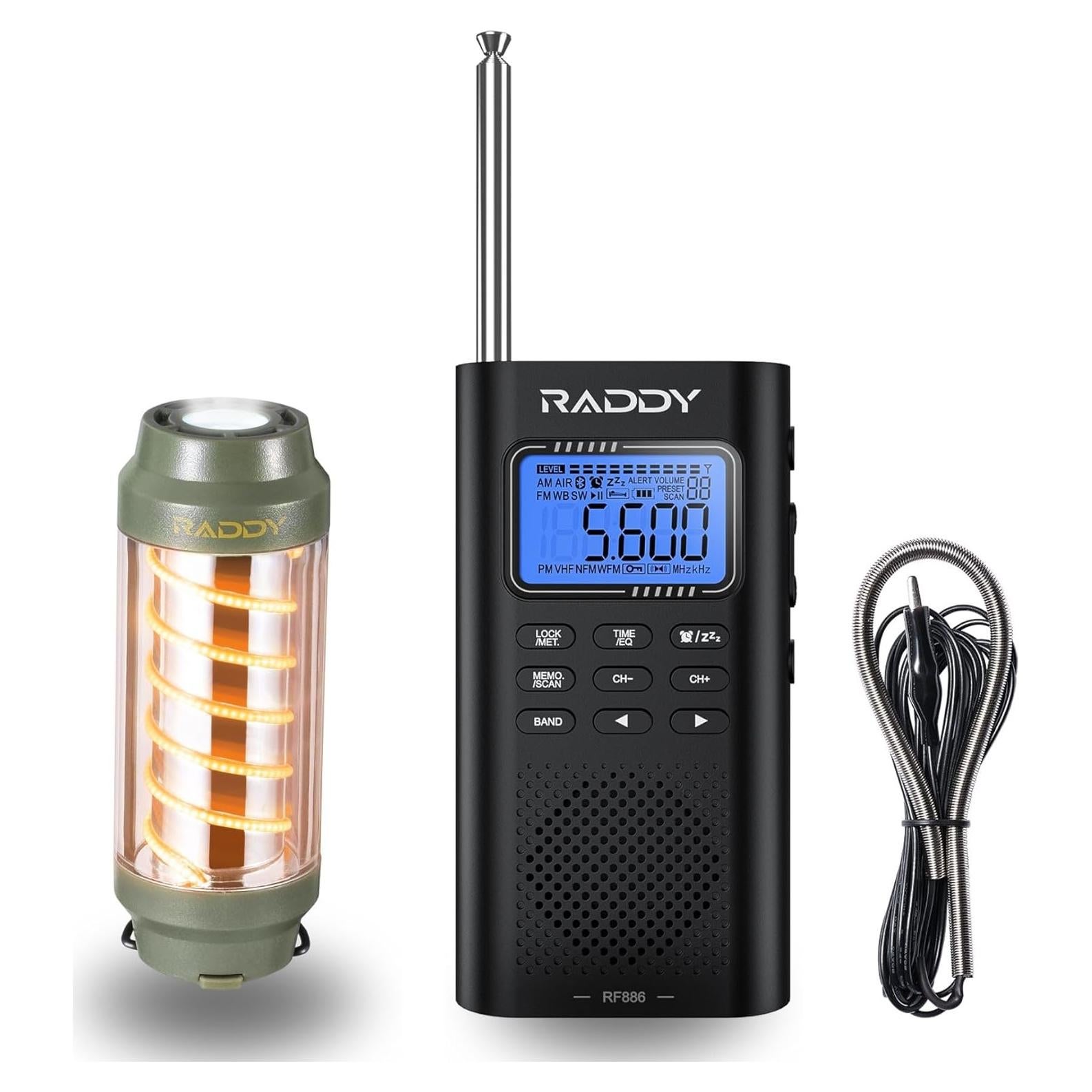 Radio Portátil Raddy RF886 AM/FM/SW/VHF + Linterna CL-1