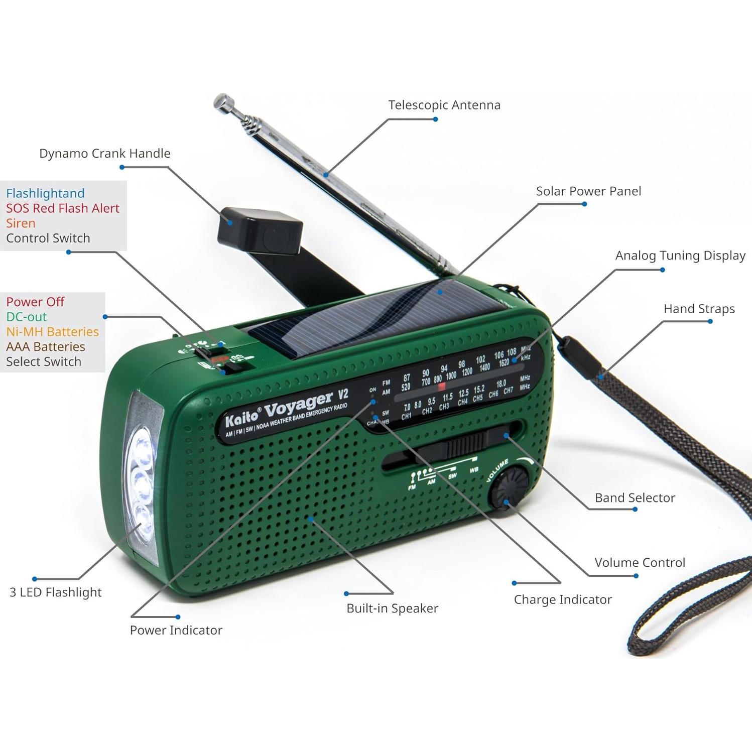 Radio de Emergencia Portátil Kaito 4336302721 AM/FM NOAA Solar