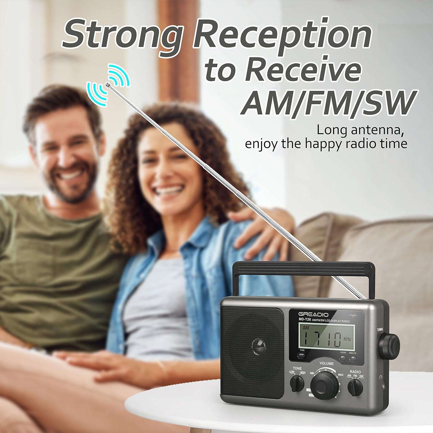 Greadio Emergency Weather Radio - AM/FM & Shortwave with Best Reception