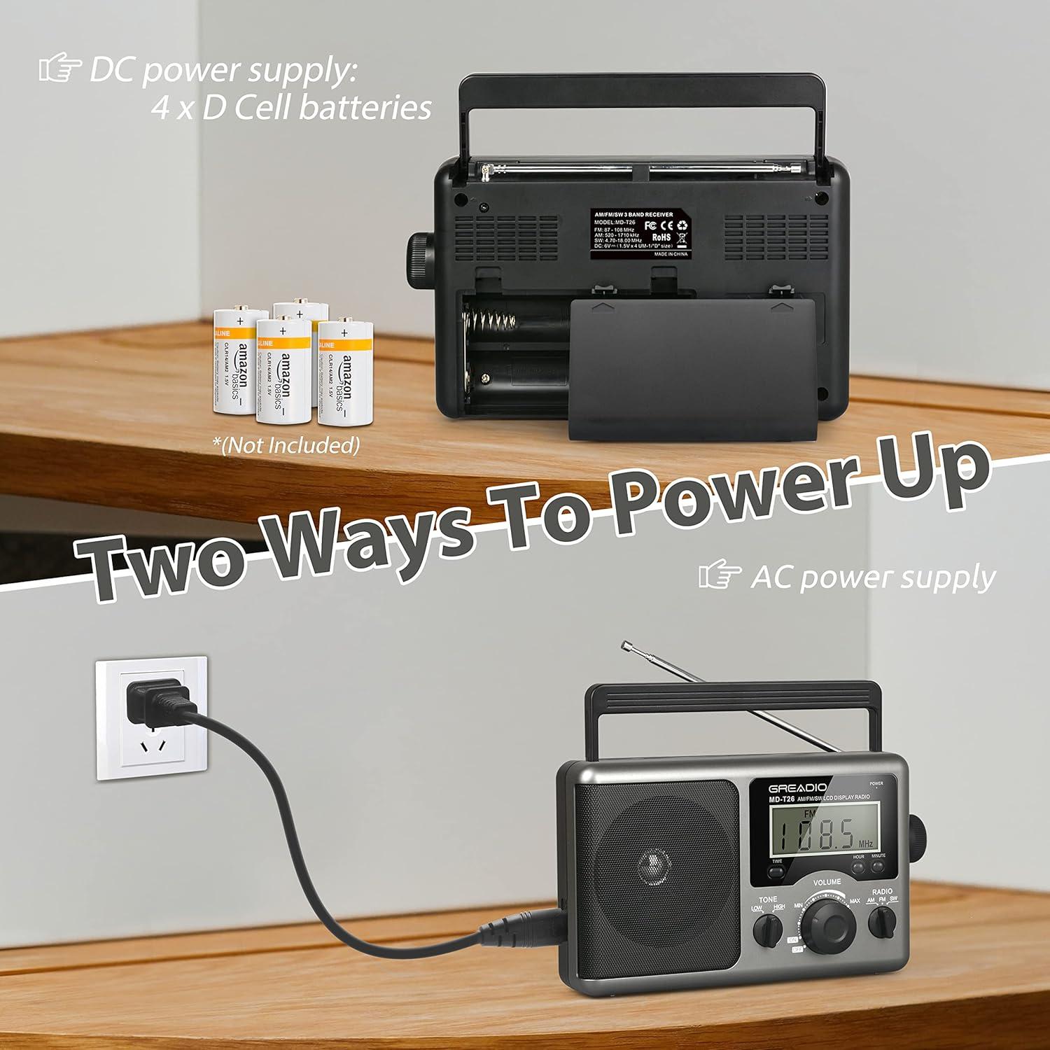 Greadio Emergency Weather Radio - AM/FM & Shortwave with Best Reception