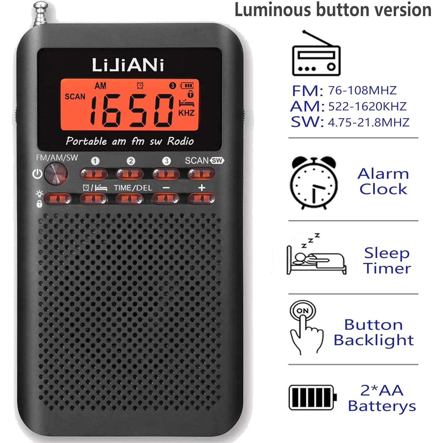 Radio Transistor Portátil LIJIANI SH-01 AM/FM/SW Compacta