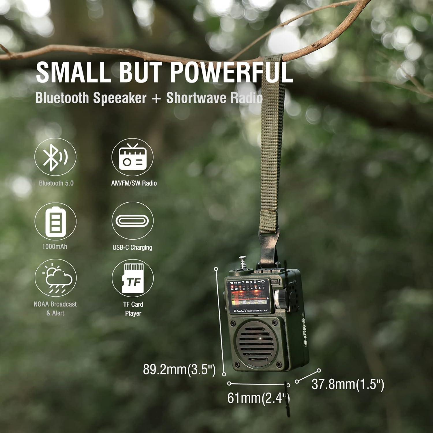 Radio Portátil Raddy RF750 AM/FM/SW/WB con Bluetooth y Alertas NOAA