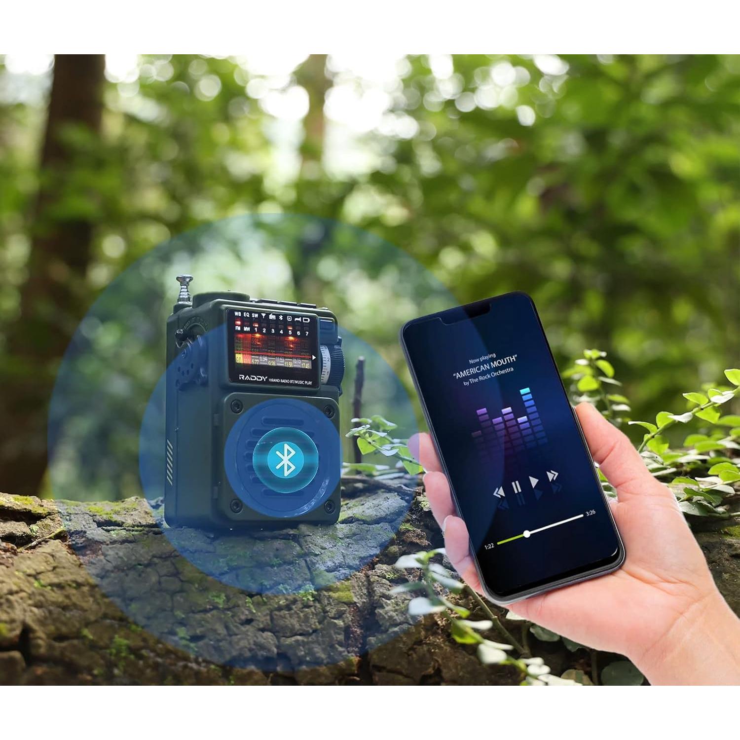 Radio Portátil Raddy RF750 AM/FM/SW/WB con Bluetooth y Alertas NOAA