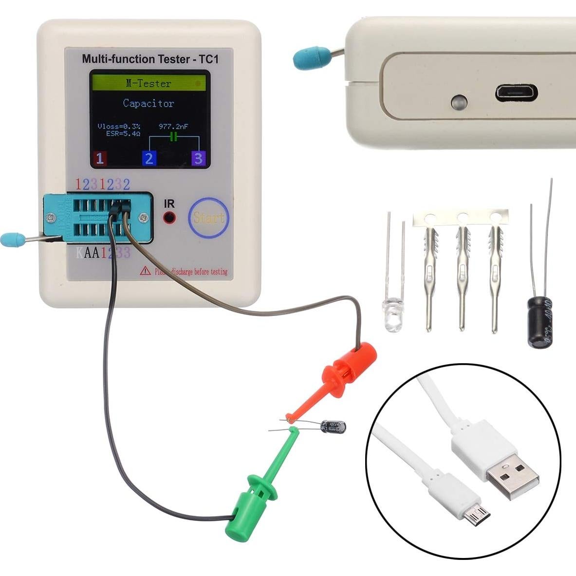 Probador Multifuncional LCR-TC1 Grandes Olas 3.5" Pantalla Colorida