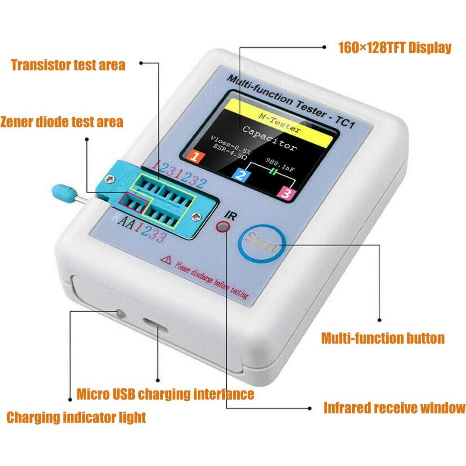 Probador Multifuncional LCR-TC1 Grandes Olas 3.5" Pantalla Colorida