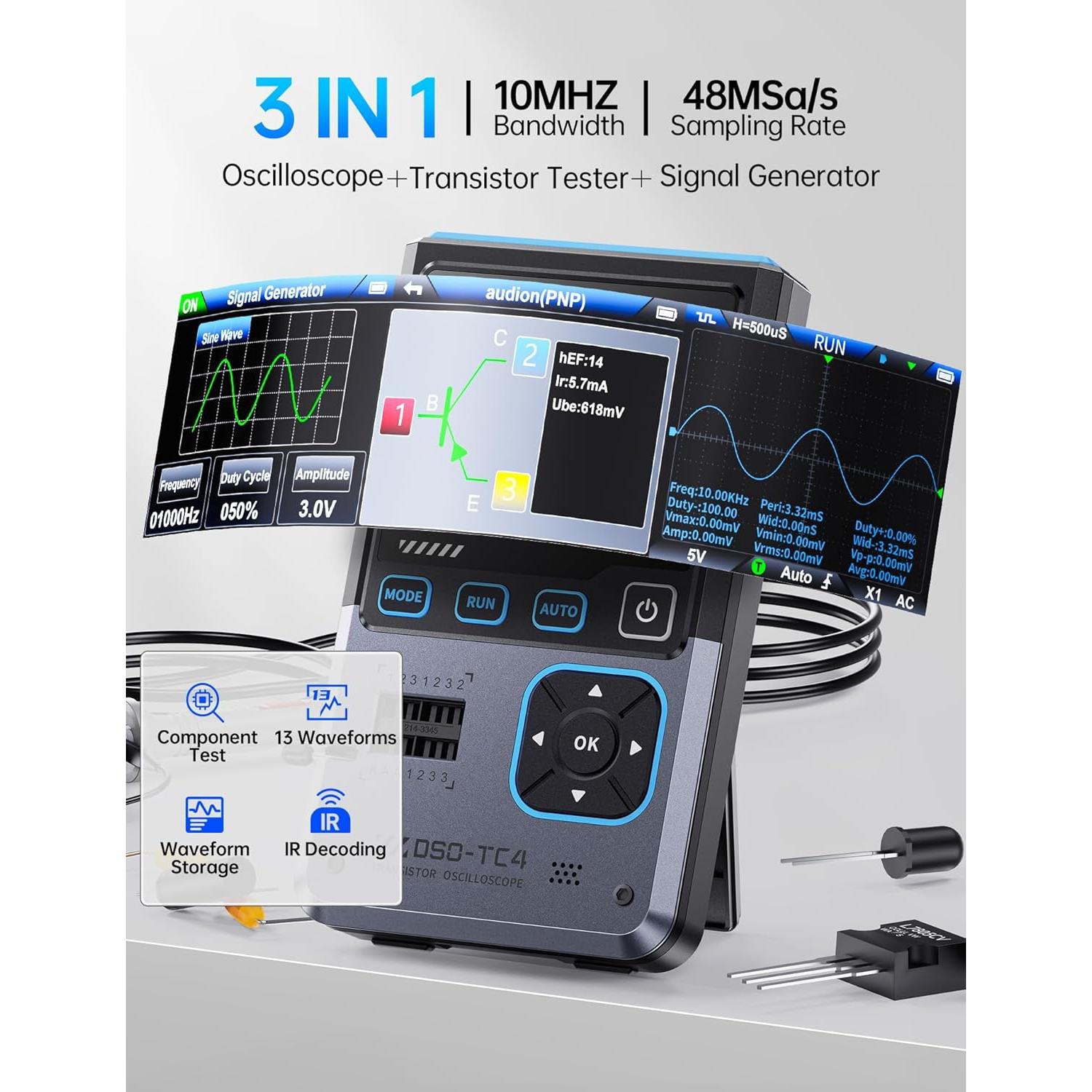 Osciloscopio Digital FNIRSI DSO-TC4 10MHz 48MSa/s Portátil