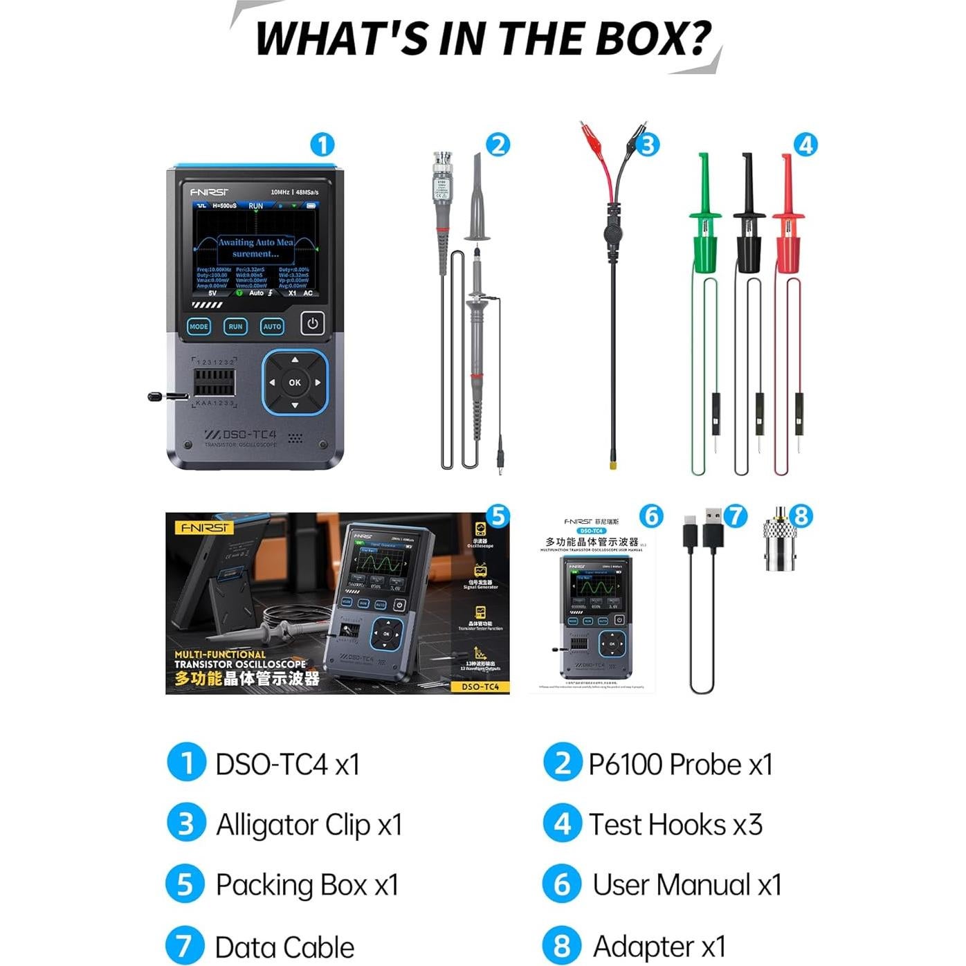 Osciloscopio Digital FNIRSI DSO-TC4 10MHz 48MSa/s Portátil