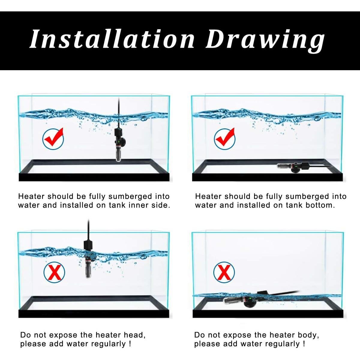 Calentador Submersible PULACO 25W para Acuario 22.7L